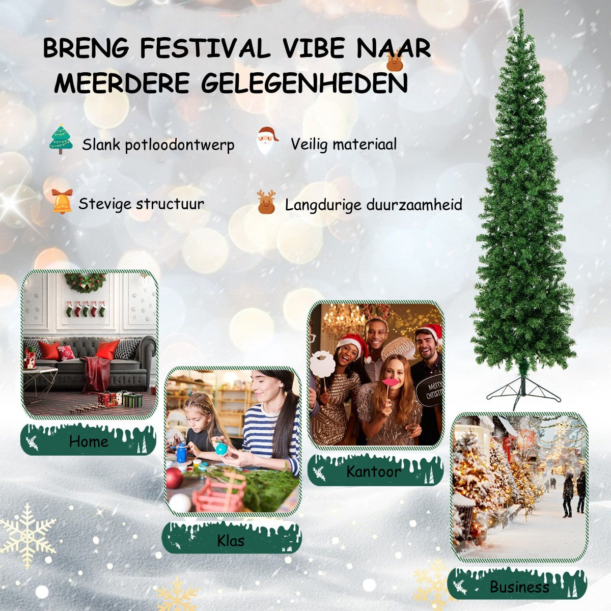 LIVSK Verlichte Halve Kerstboom - 150 LED-lampjes - 450 Takuiteinden - Ruimtebesparend - 60 x 210 cm - Groen
