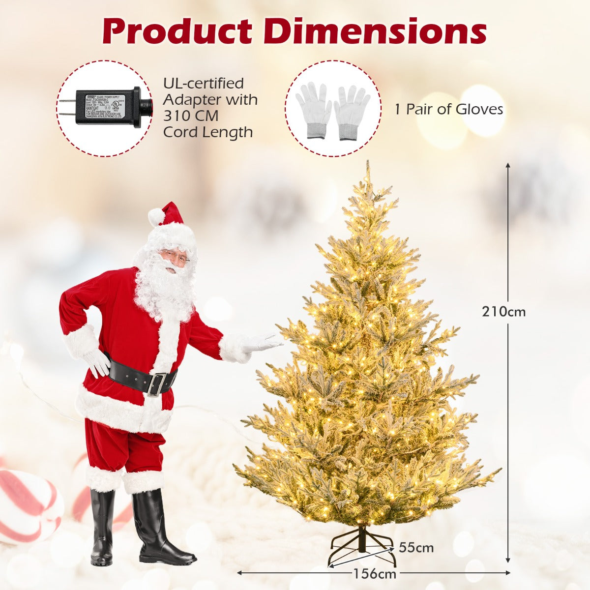 LIVSK Voorverlichte Kunstkerstboom - Sneeuw Effect - 210 cm Hoog - 450 LED-lampjes - Eenvoudige Montage - Groen