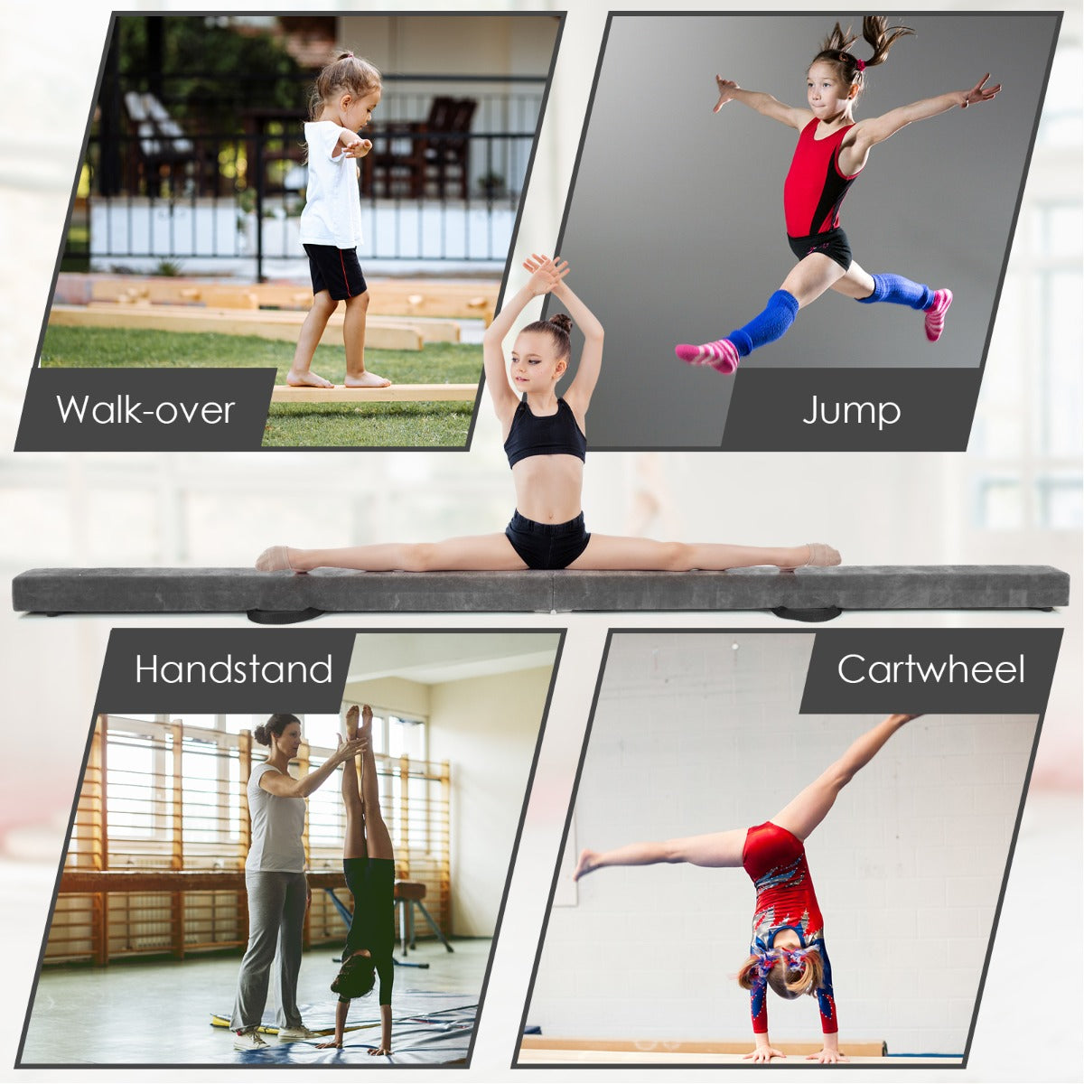 LIVSK Opvouwbare Gymnastische Evenwichtsbalk - Antislip en Duurzaam - Massief Houten Basis - Voor Beginners en Professionals -
