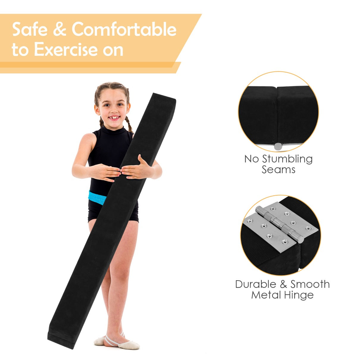 LIVSK Opvouwbare Gymnastische Evenwichtsbalk - Antislip en Duurzaam - Geschikt voor Beginners en Professionals - 210 x 10 x 8 cm