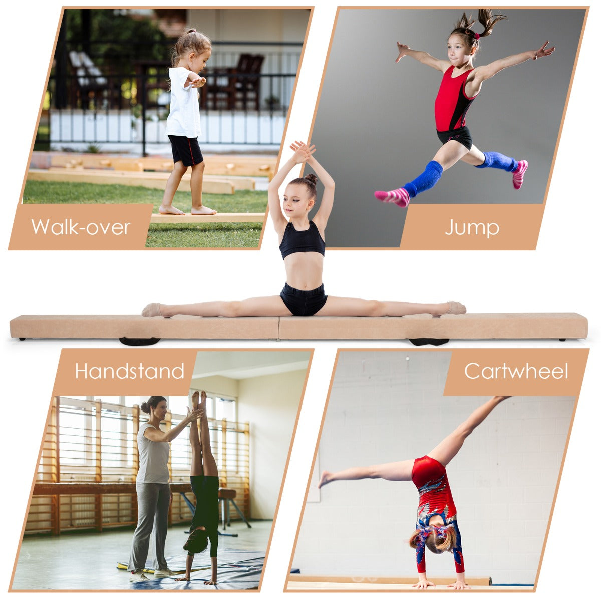 Livsk costway 210 cm opvouwbare gymnastiekbalk draagbare vloerbalk met handgrepen 5