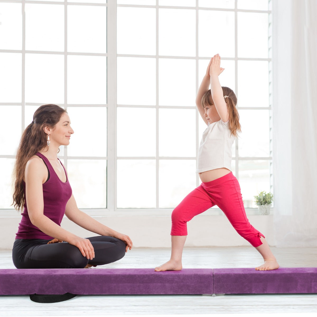 LIVSK Opvouwbare Evenwichtsbalk Gymnastiek - Schuimgepolsterd - Stevige Houten Basis - Antislip - Voor Beginners en Gevorderden -