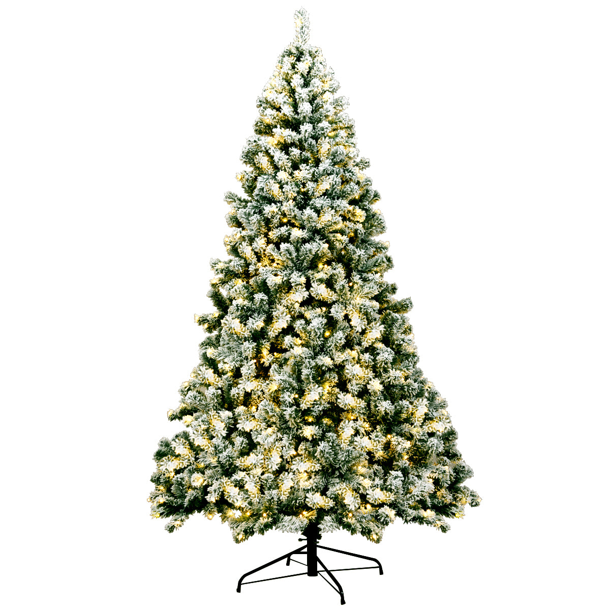 LIVSK Voorverlichte Sneeuw Bedekte Kerstboom - 1364 Takken - 550 LED-lampjes - Stevige Metalen Standaard - 225 cm - Groen