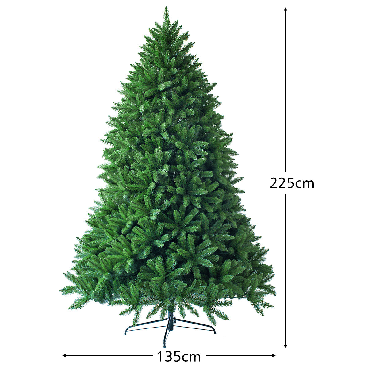 LIVSK Kunstkerstboom - Realistische PVC Takken - 1968 Takpunten - Opvouwbaar - Stevige Metalen Standaard - 135 x 225 cm - Groen