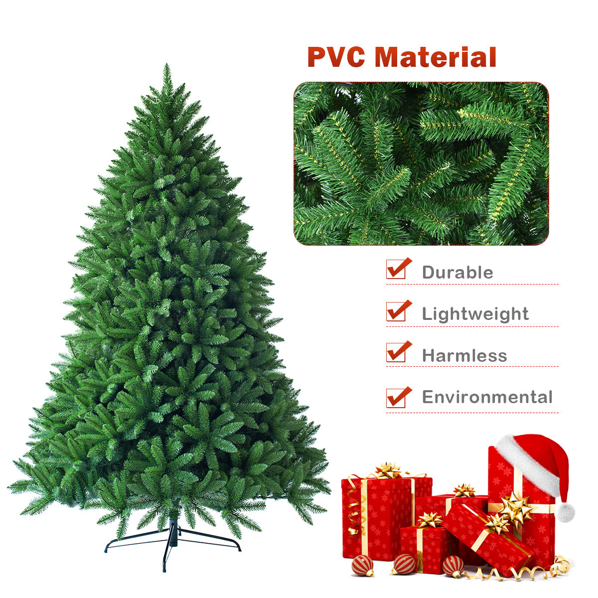 LIVSK Kunstkerstboom - Realistische PVC Takken - 1968 Takpunten - Opvouwbaar - Stevige Metalen Standaard - 135 x 225 cm - Groen