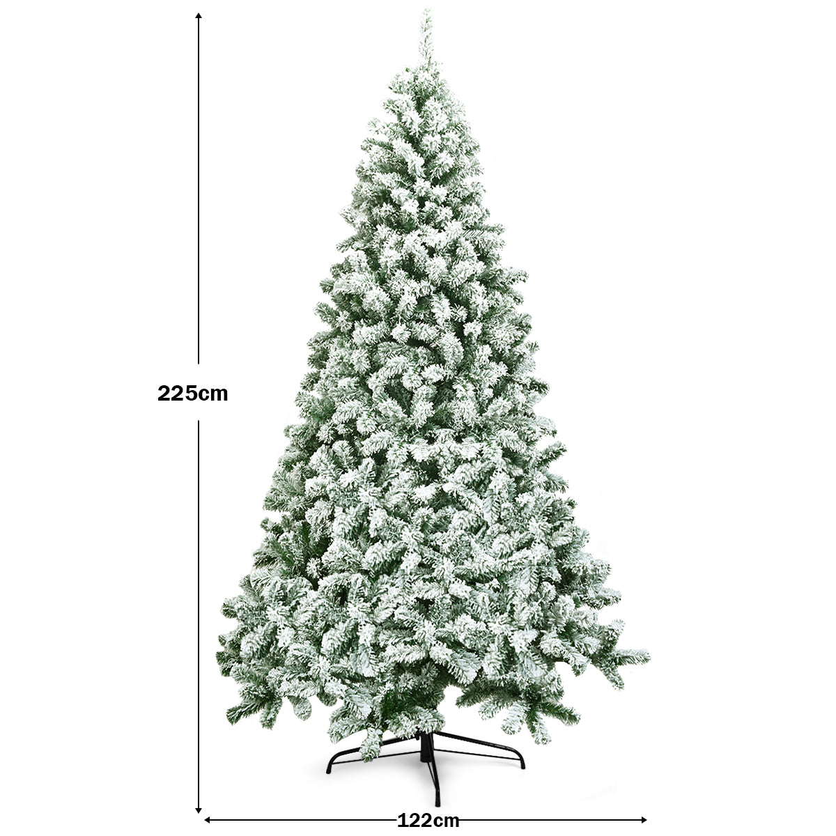 LIVSK Besneeuwde Kunstkerstboom - 1364 PVC-takken - Inklapbaar met Metalen Standaard - 225 cm - Groen