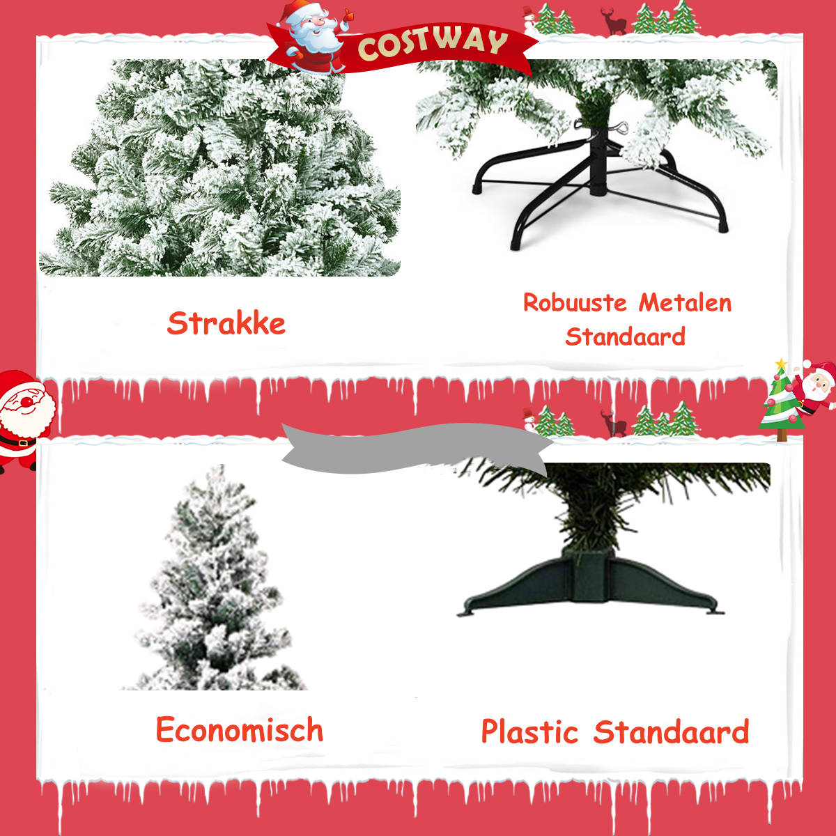 LIVSK Besneeuwde Kunstkerstboom - 1364 PVC-takken - Inklapbaar met Metalen Standaard - 225 cm - Groen
