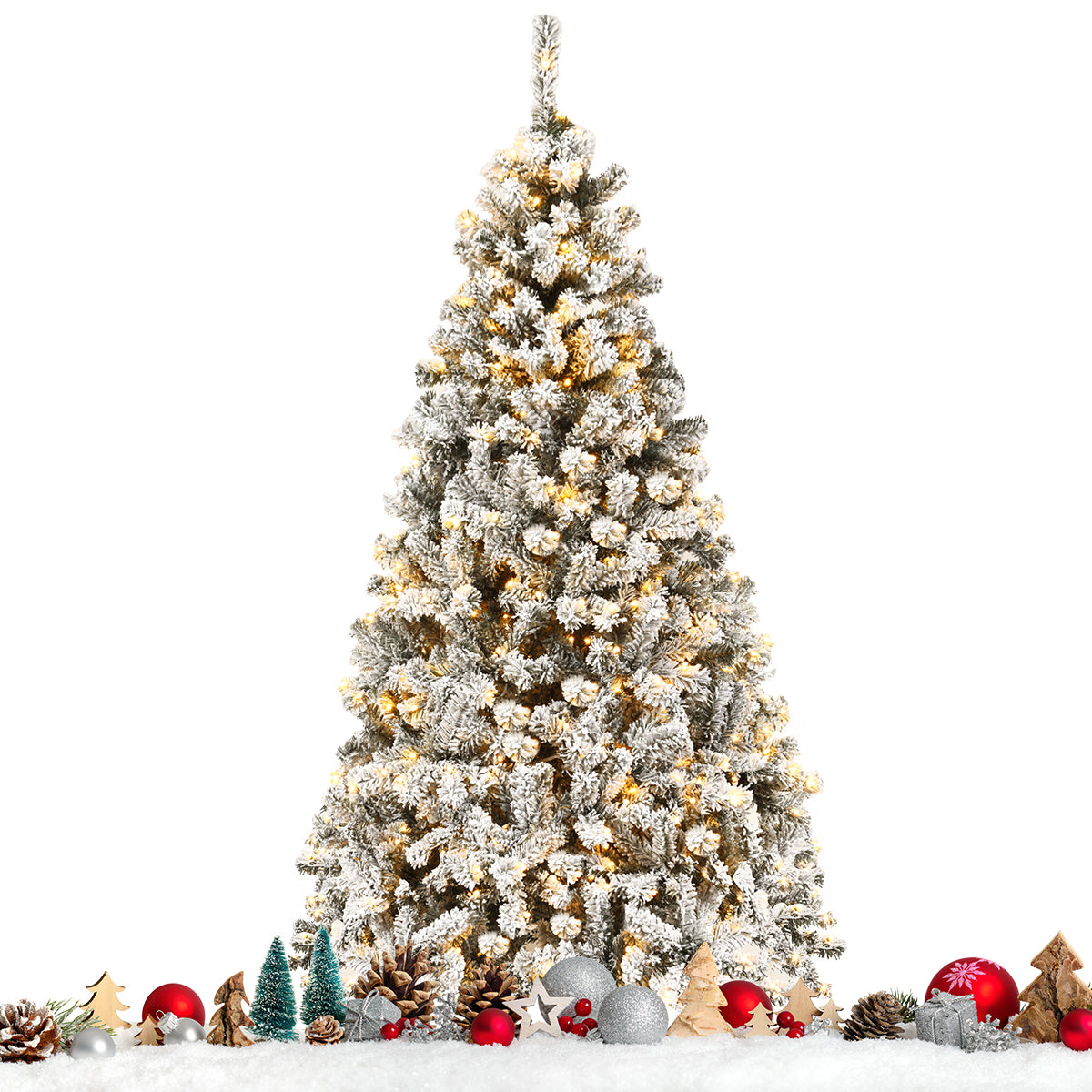LIVSK Voorverlichte Kerstboom 225 cm - 1010 Takken - 450 Warmwitte LED Lampjes - Duurzaam PVC - Stabiele Metalen Standaard - Groen