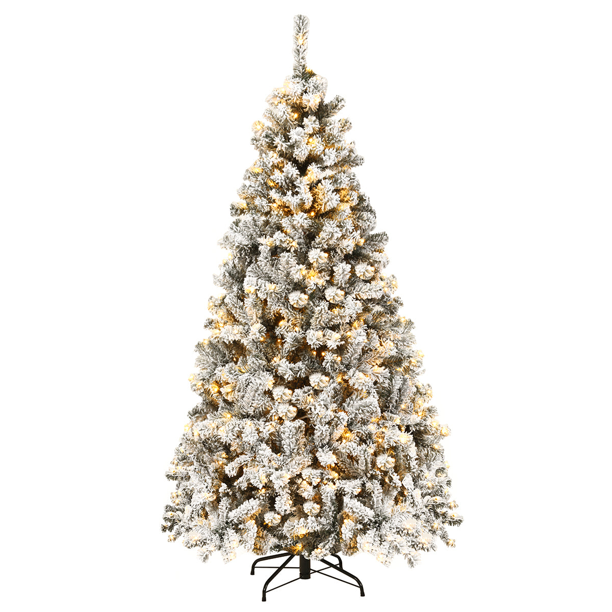 LIVSK Voorverlichte Kerstboom 225 cm - 1010 Takken - 450 Warmwitte LED Lampjes - Duurzaam PVC - Stabiele Metalen Standaard - Groen