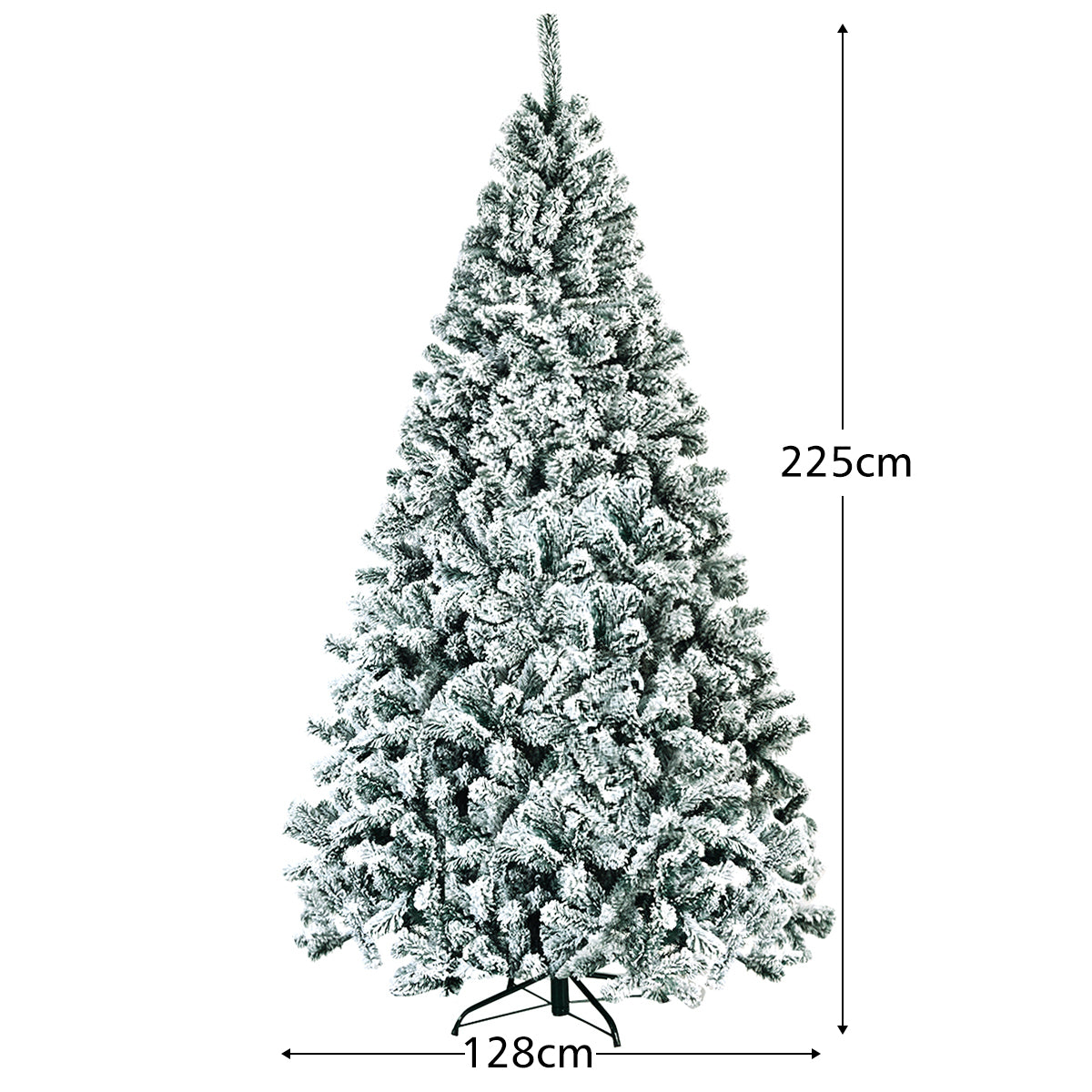 LIVSK Onverlichte Kerstboom Sneeuwspar - 1010 Takken - Scharnierontwerp - Duurzame Metalen Standaard - 128 x 225 cm - Groen