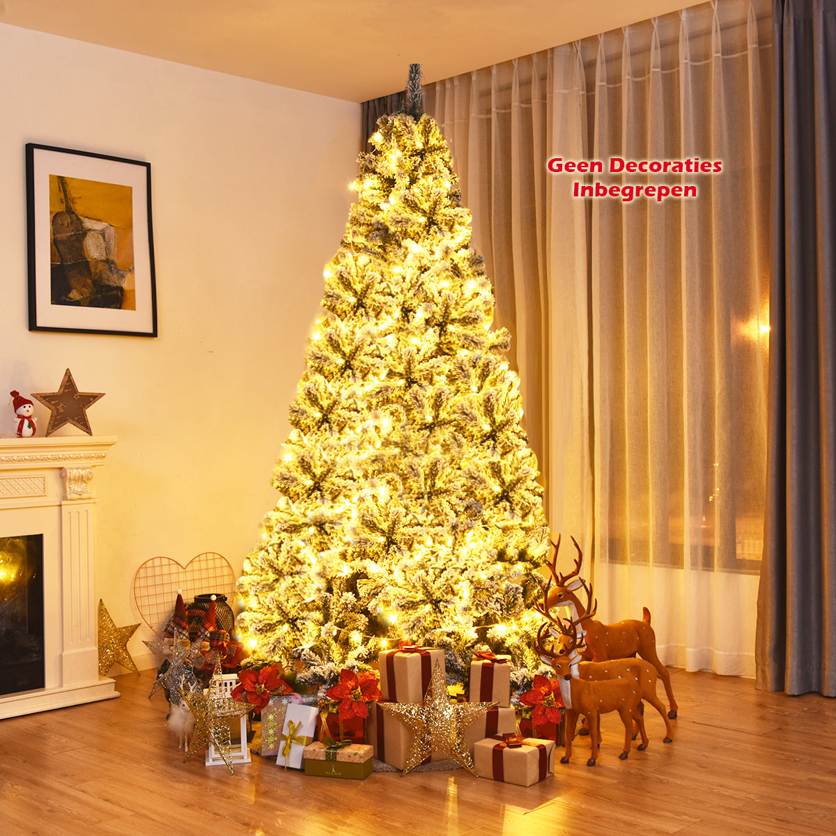 LIVSK Onverlichte Kerstboom Sneeuwspar - 1010 Takken - Scharnierontwerp - Duurzame Metalen Standaard - 128 x 225 cm - Groen