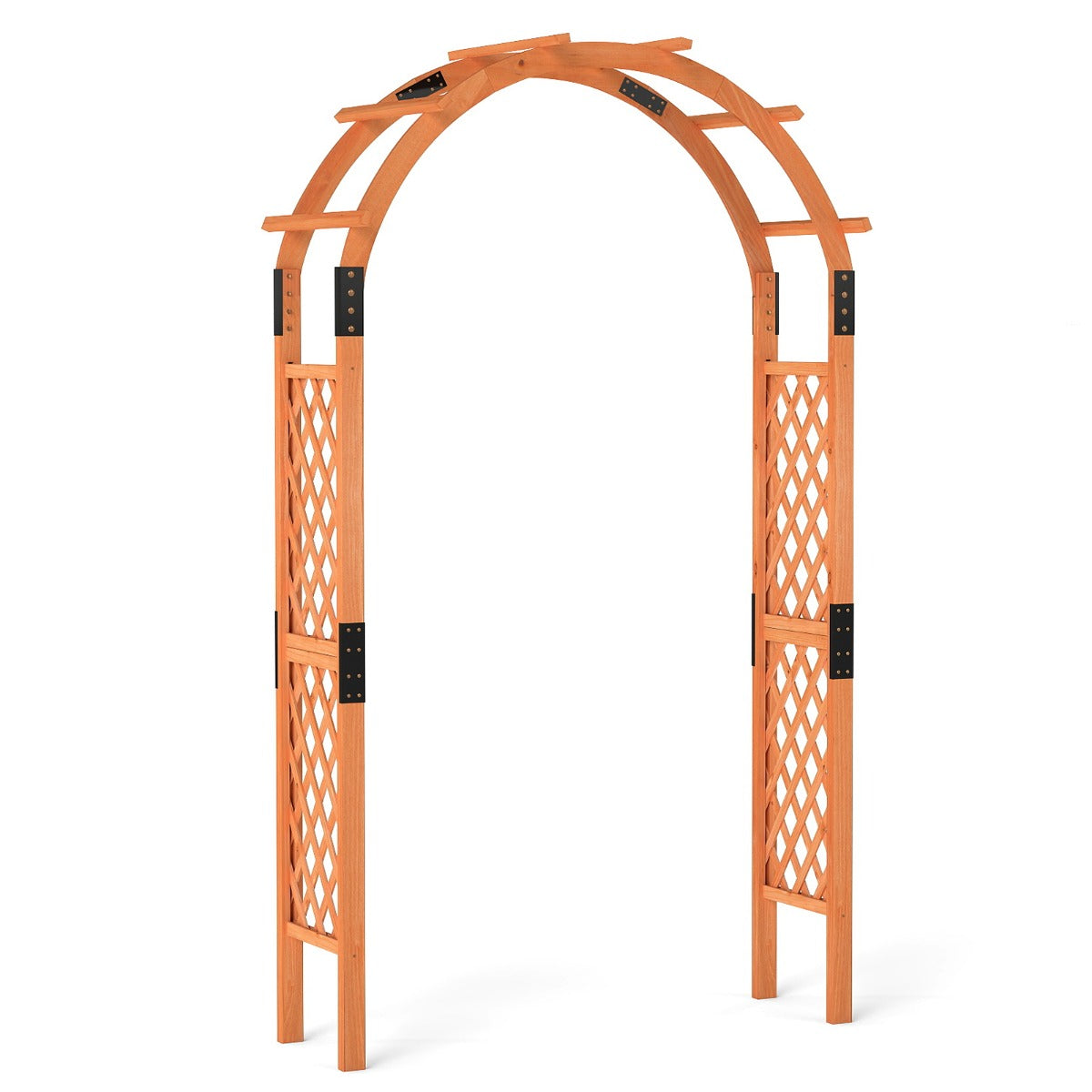 Livsk costway 235 cm houten tuinboog houten trellis voor klimplanten huwelijksboog voor ceremonies en feesten massief houten tuindecoratie voor terras 1