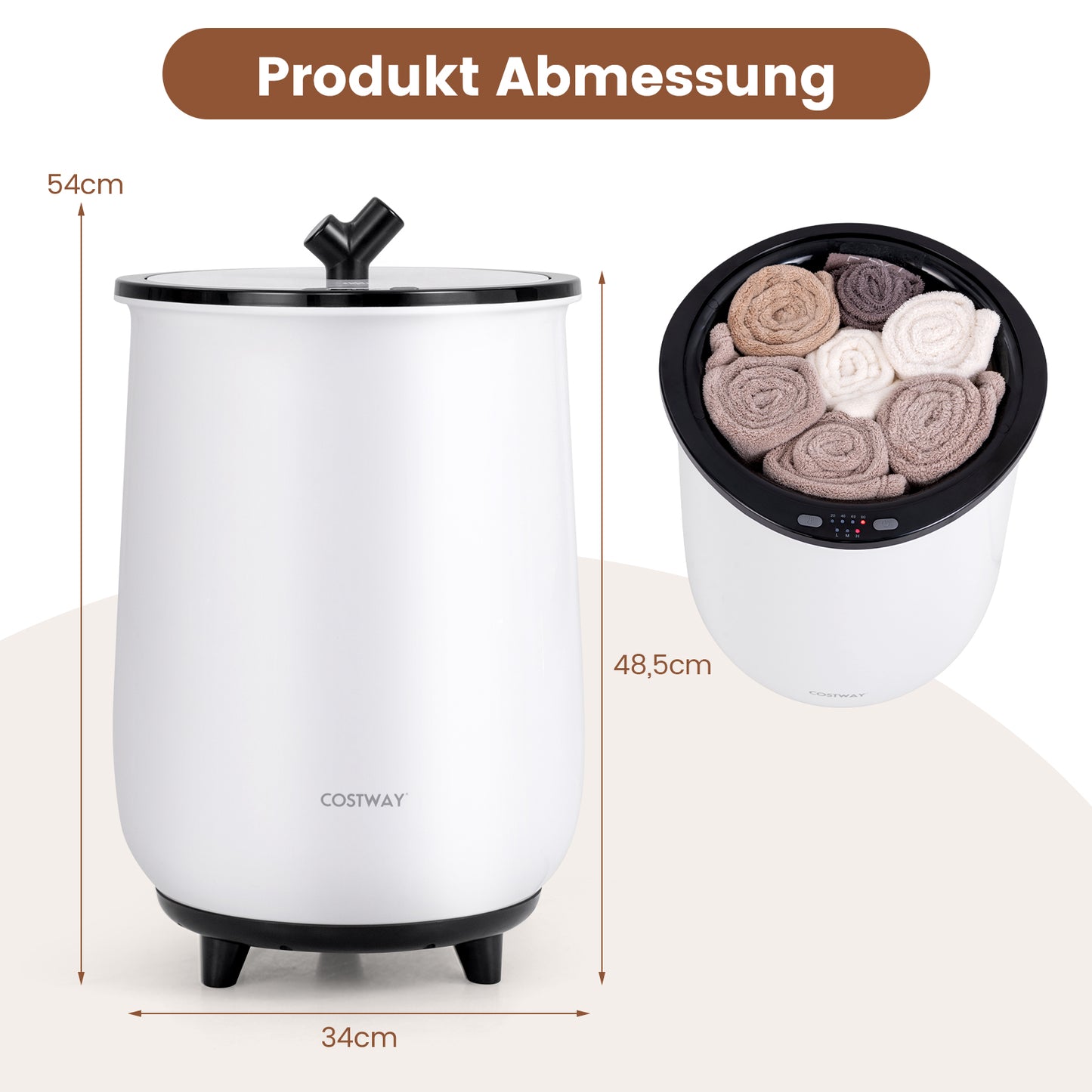 LIVSK Handdoekwarmer-emmer - 23 liter - Snelle opwarming - 3 Instellingen - Timerfunctie - Geurplaatje - Zwart
