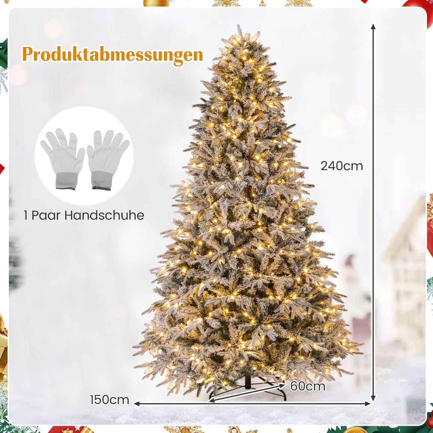 LIVSK Kunstkerstboom 240 cm - Sneeuwbedekte Takken - Warmwitte LED-verlichting - Veilig en Duurzaam - Groen & Wit