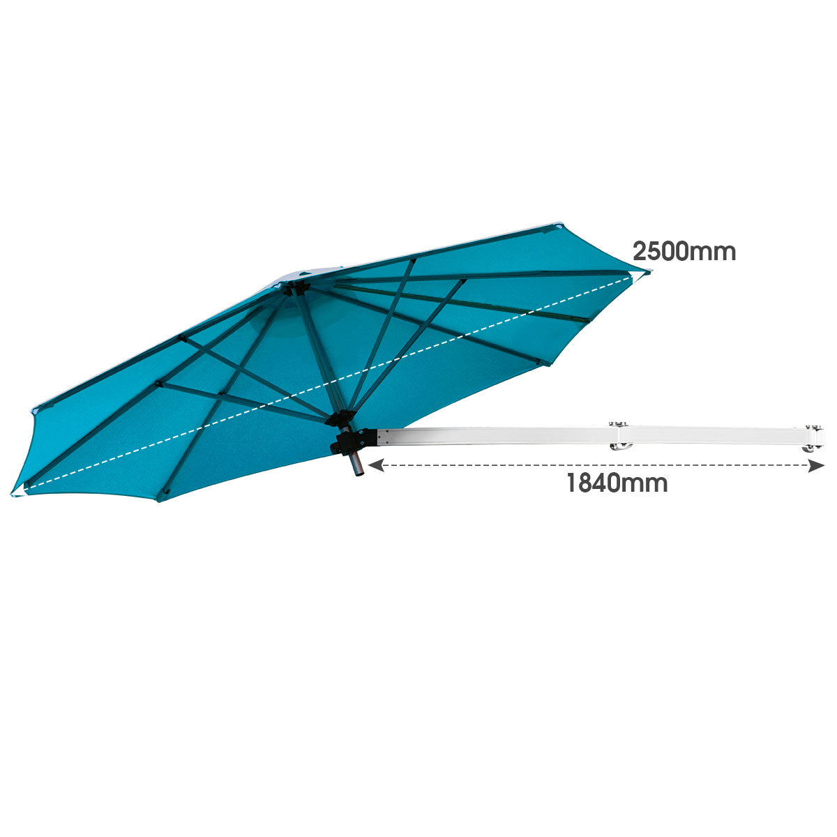 LIVSK Wandparasol - Wandmontage - Verstelbare Hoek - Duurzaam Aluminium - Kleurvast Polyester - 247 cm - Rood / Blauw
