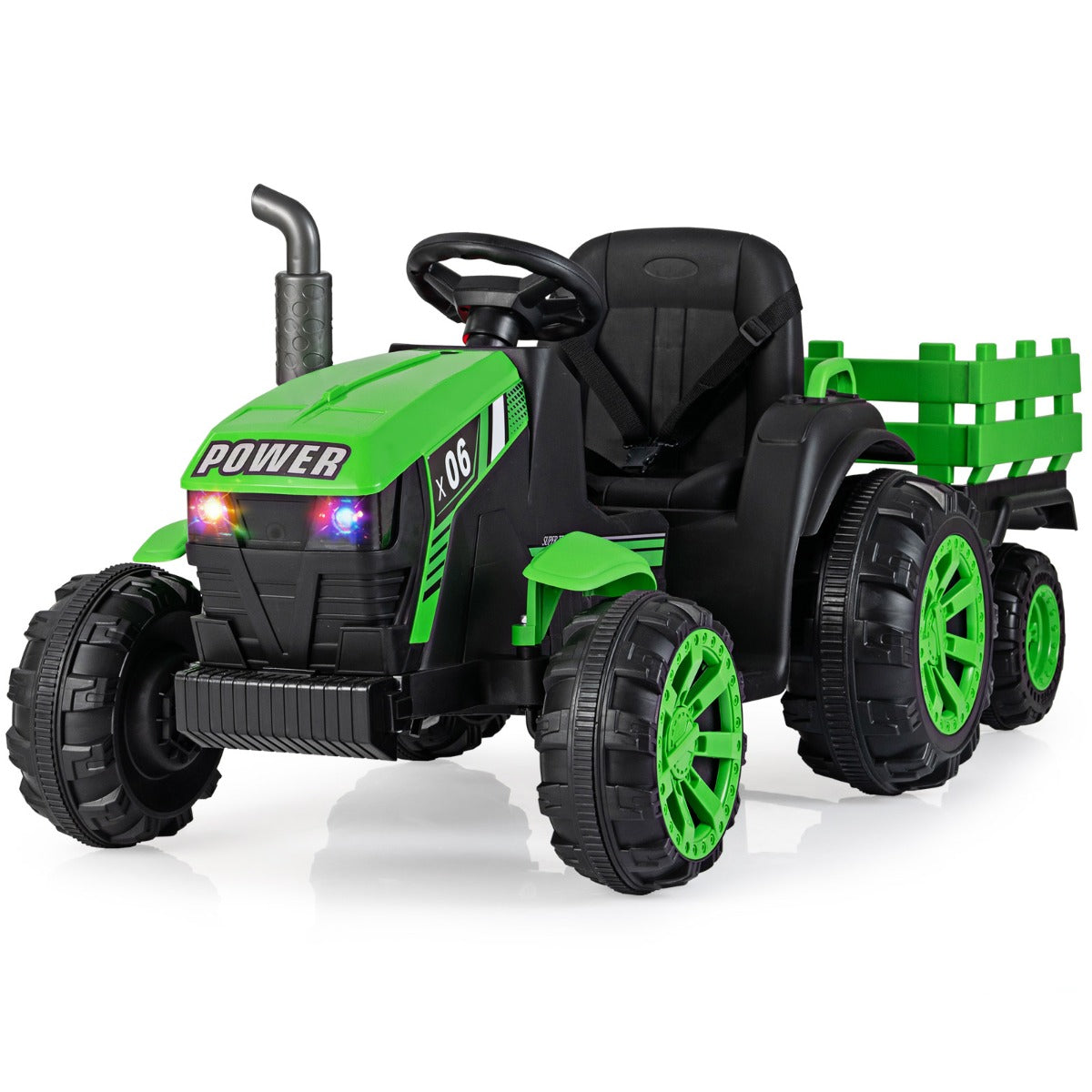 Livsk costway 24v kindertractor met aanhanger elektrische tractor met afstandsbediening 1 1