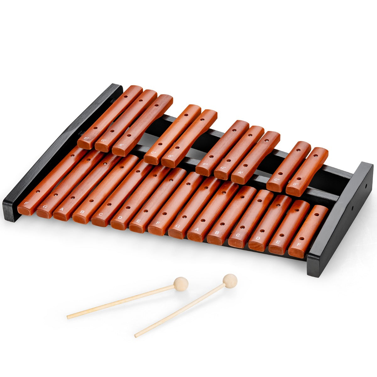 LIVSK Percussie Xylofoon 25 Noten - Duurzaam Hout - Inclusief Draagtas - Veilig voor Kinderen - 42 x 57 x 6 cm - Bruin + Zwart