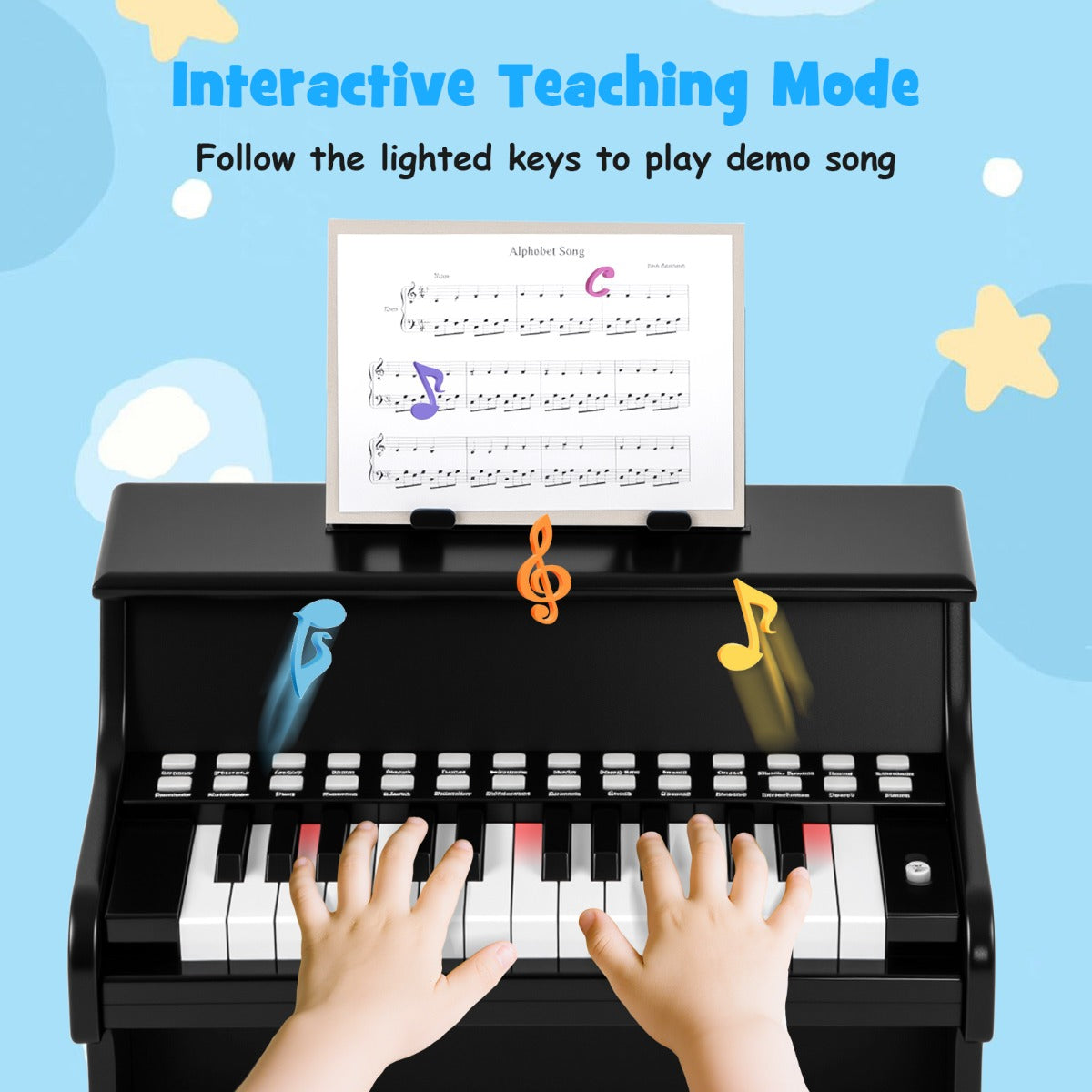 Livsk costway 25 toetsen digitale piano voor kinderen mini elektronische piano houten piano zwart 2