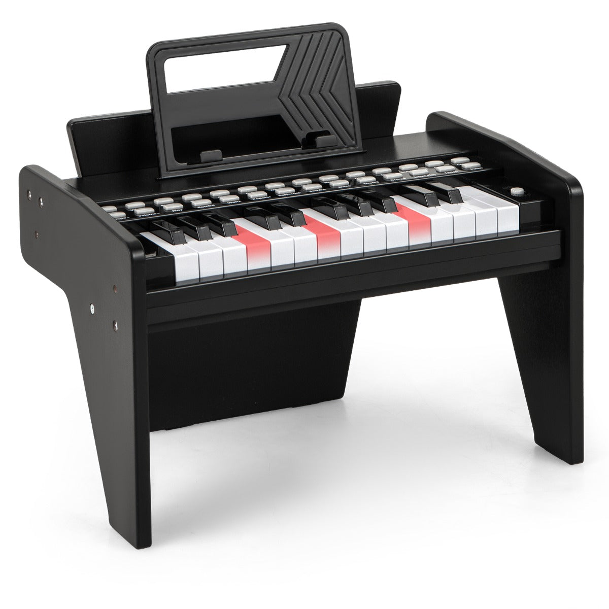 Livsk costway 25 toetsen mini digitale piano voor kinderen houten speelgoed met instelbaar tempo en volume zwart
