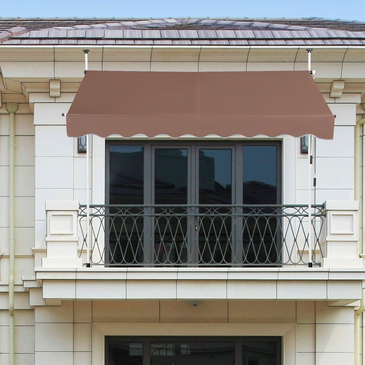 LIVSK Uitschuifbare Markies - Weerbestendig Polyester - Aluminium Frame - Handmatig Verstelbaar - 200-300 cm - Bruin
