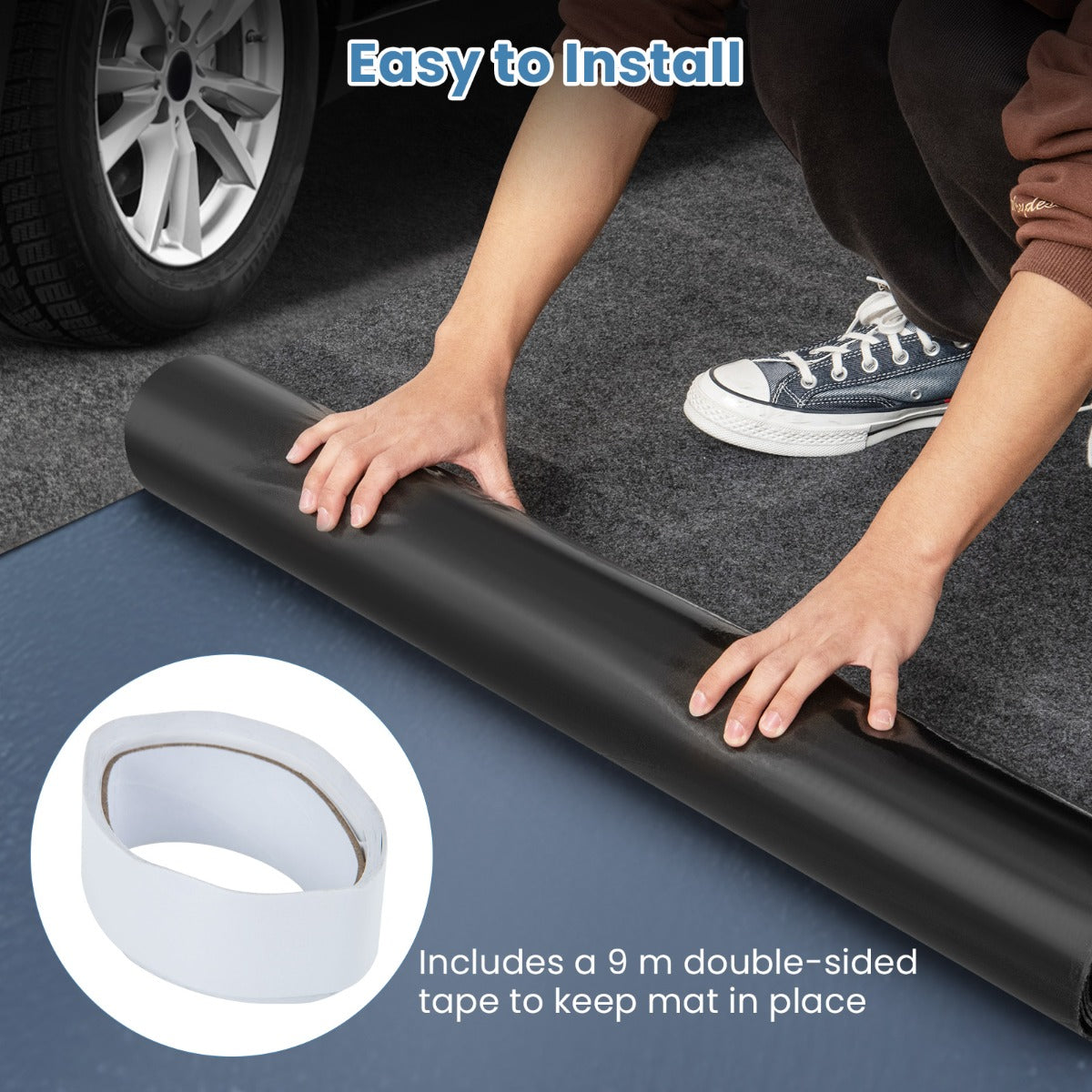 LIVSK Garagevloermat - Waterdicht en Antislip - Bescherming tegen Vloeistoffen - Makkelijk Onderhoud - 252,5 x 221 cm - Grijs