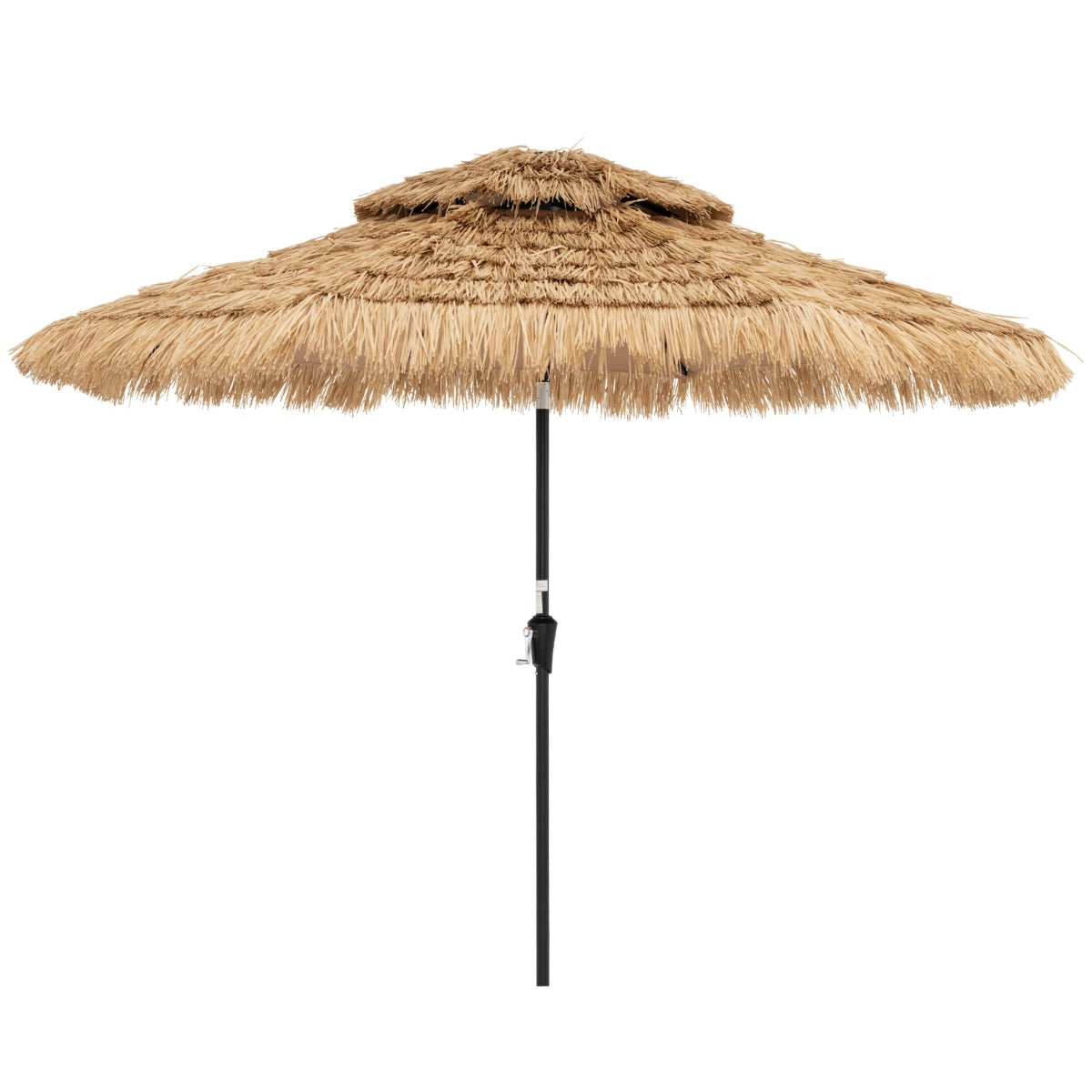 LIVSK Hawaiiaanse stijl parasol - Kantelbaar tot 35° - Ademend Polyester - LED Verlichting - Stabiel Frame - Naturel