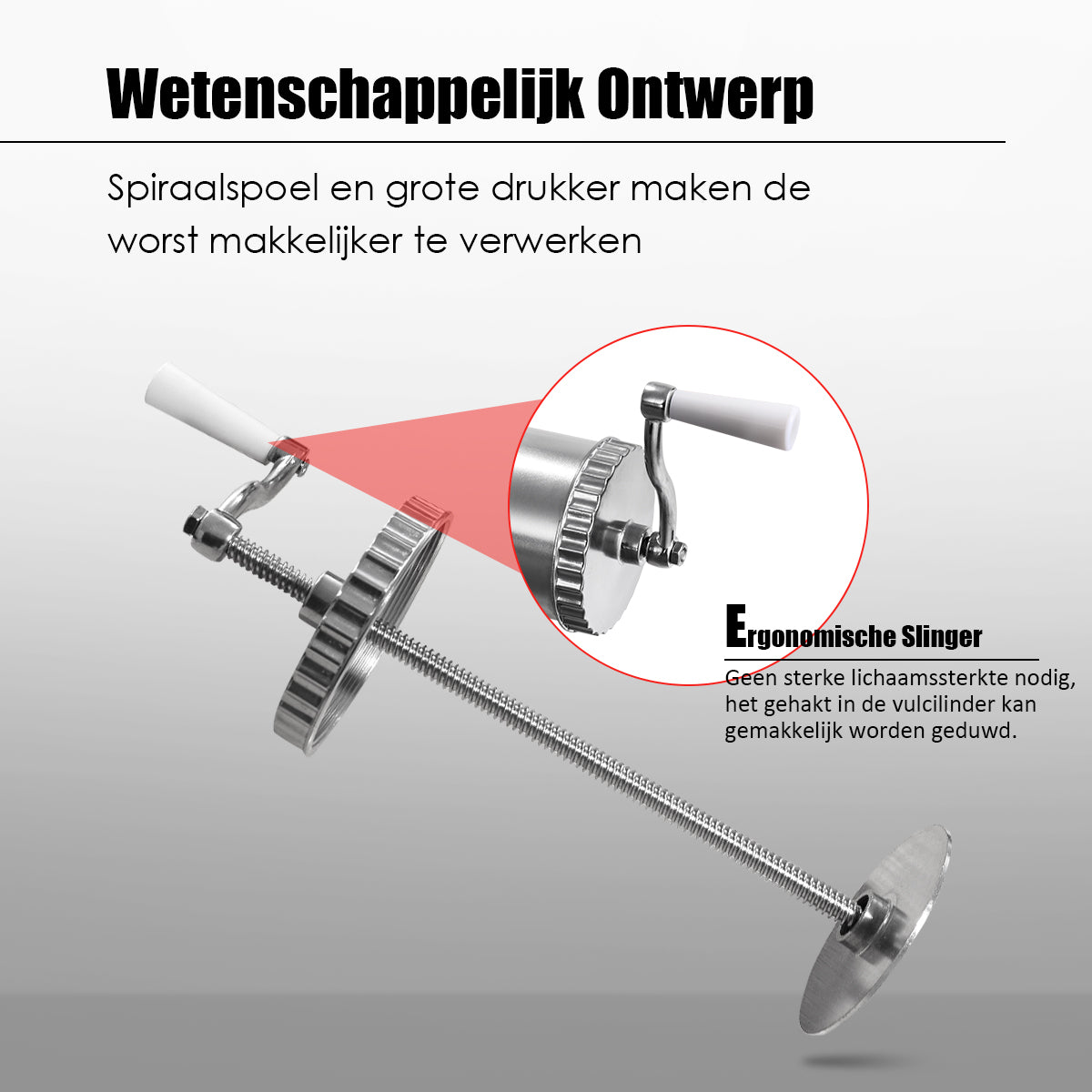 LIVSK Handbediende Worstvulmachine - 2,5 kg Capaciteit - 3 Vulbuizen - Stabiele Bevestiging - Roestvrijstaal