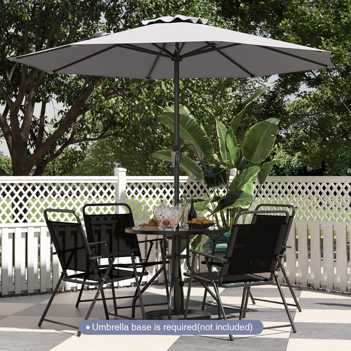 LIVSK Grote Marktplaatsparasol - Duurzaam Polyester - Geventileerd Ontwerp - Eenvoudig te Monteren - Ø 260 cm - Grijs