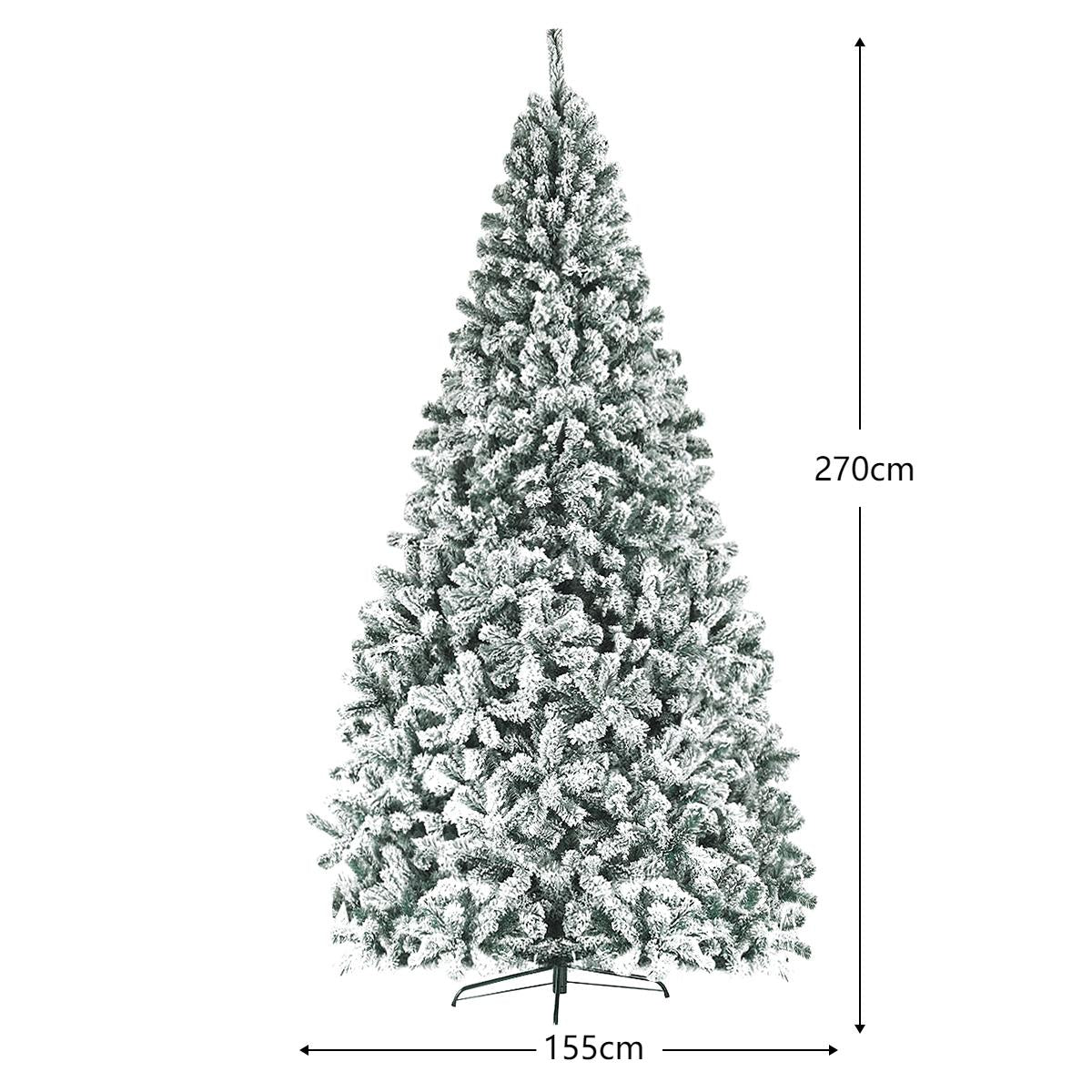 LIVSK Niet-verlichte Kunstkerstboom 270 cm - Sneeuweffect - 1010 Takpunten - Opvouwbaar - Duurzame Standaard - Groen