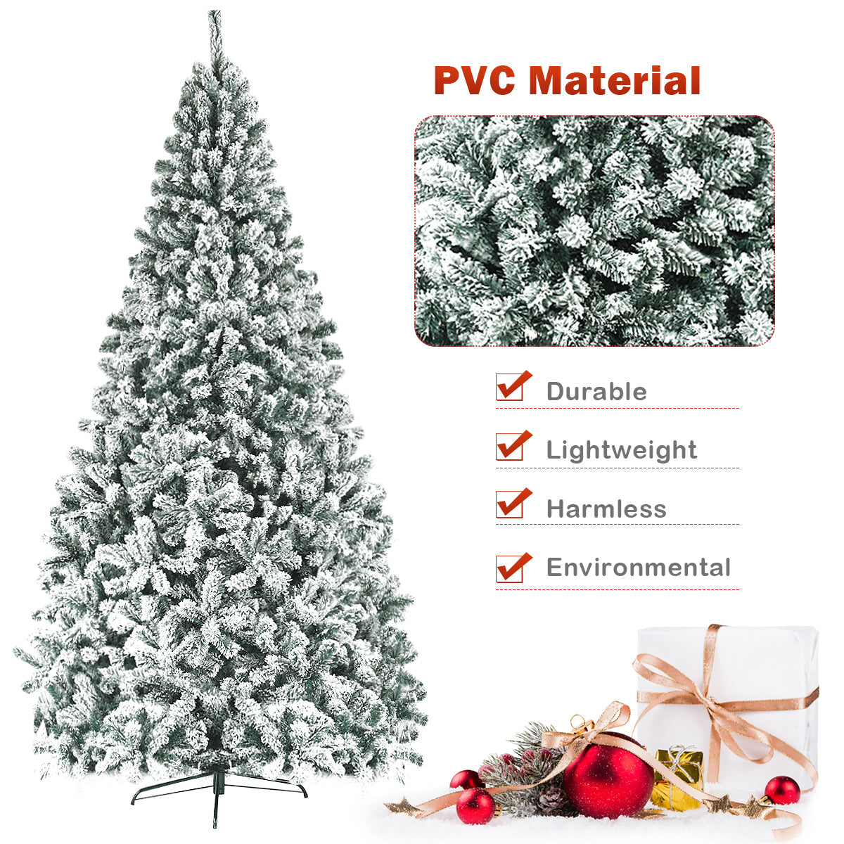 LIVSK Niet-verlichte Kunstkerstboom 270 cm - Sneeuweffect - 1010 Takpunten - Opvouwbaar - Duurzame Standaard - Groen