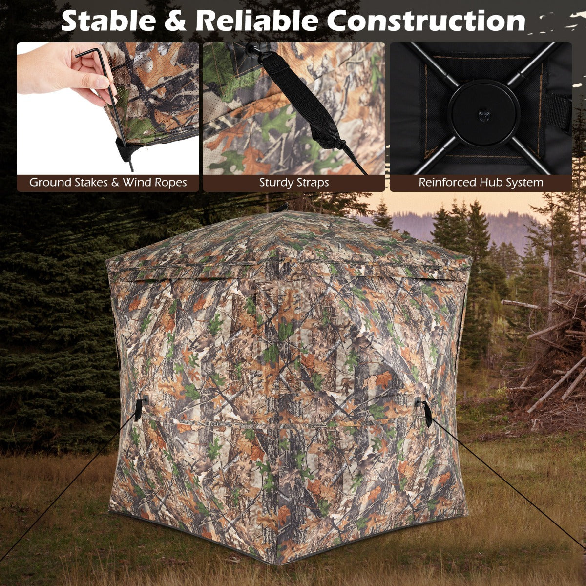 Livsk costway 270 transparante camouflage pop up jachttent geschikt voor 2 3 personen 5