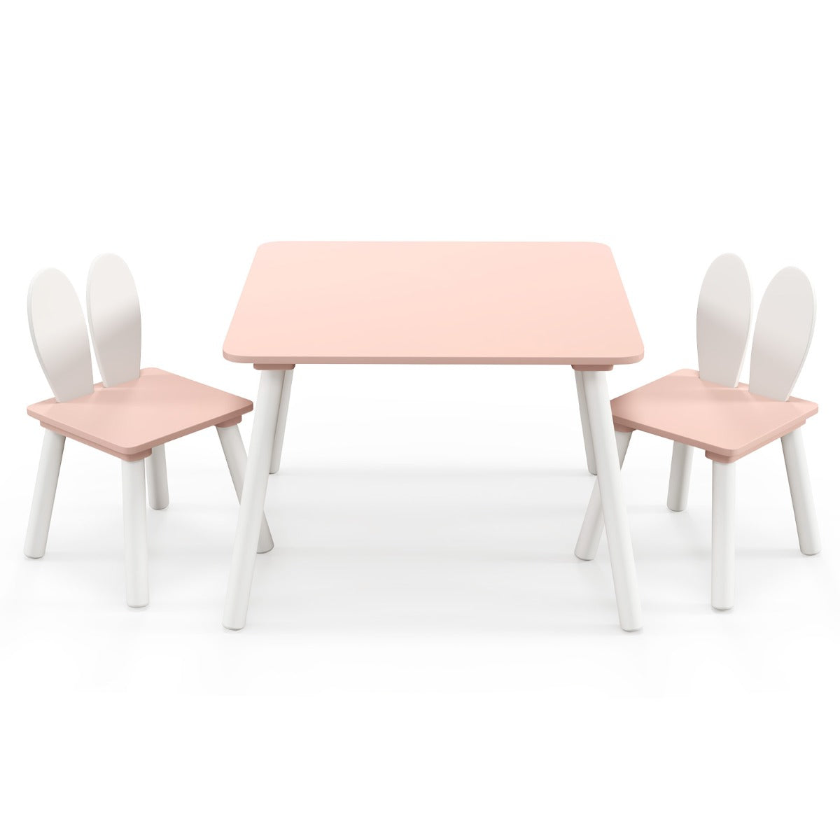 LIVSK Kindertafel en Stoelenset - 2 Schattige Stoelen met Rugleuning - Ruimtebesparend - Veilig en Stevig - Wit