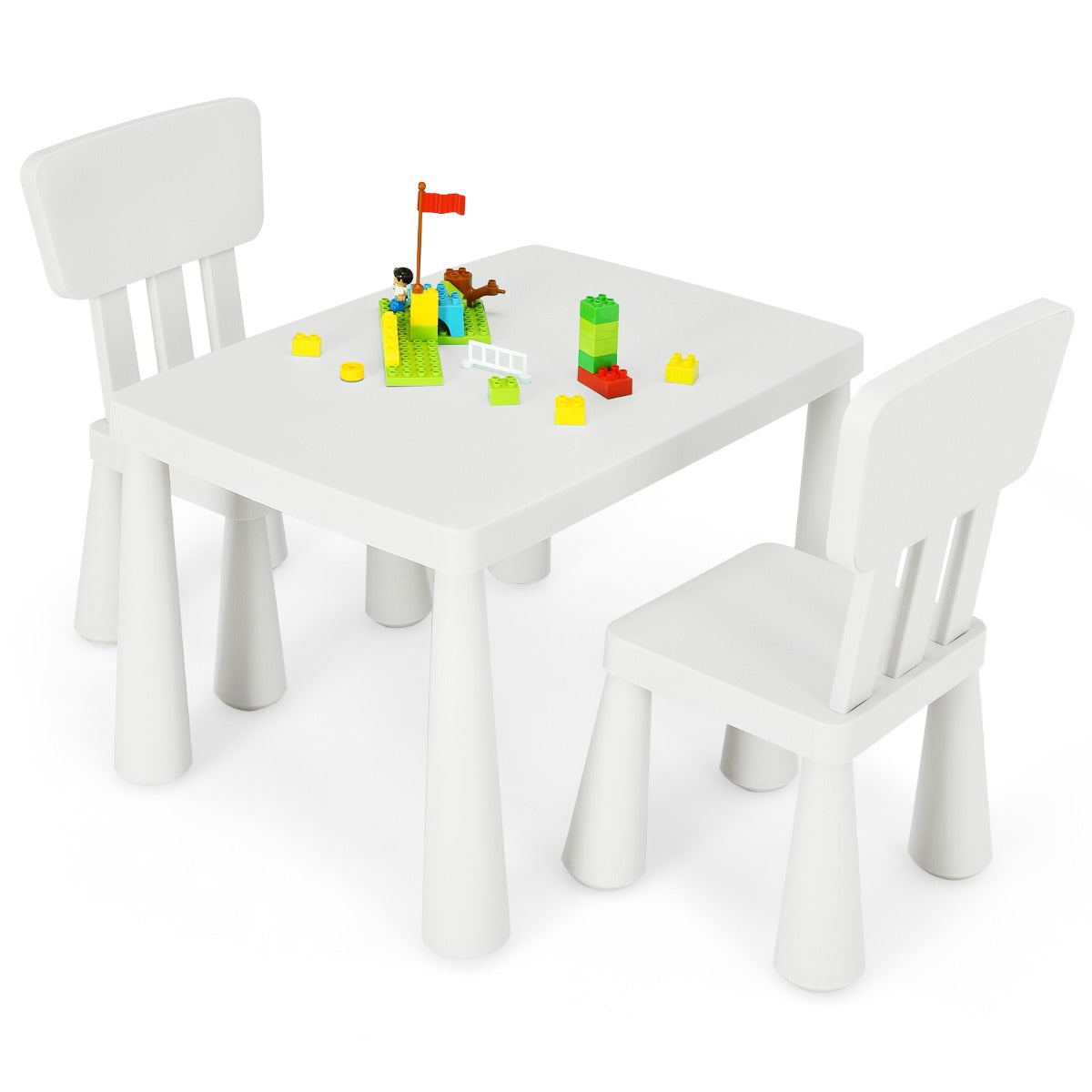 LIVSK Kinderset met Tafel en 2 Stoelen - Ergonomisch en Veilig - Eenvoudig te Monteren - Voor Huiswerk en Creatieve Activiteiten