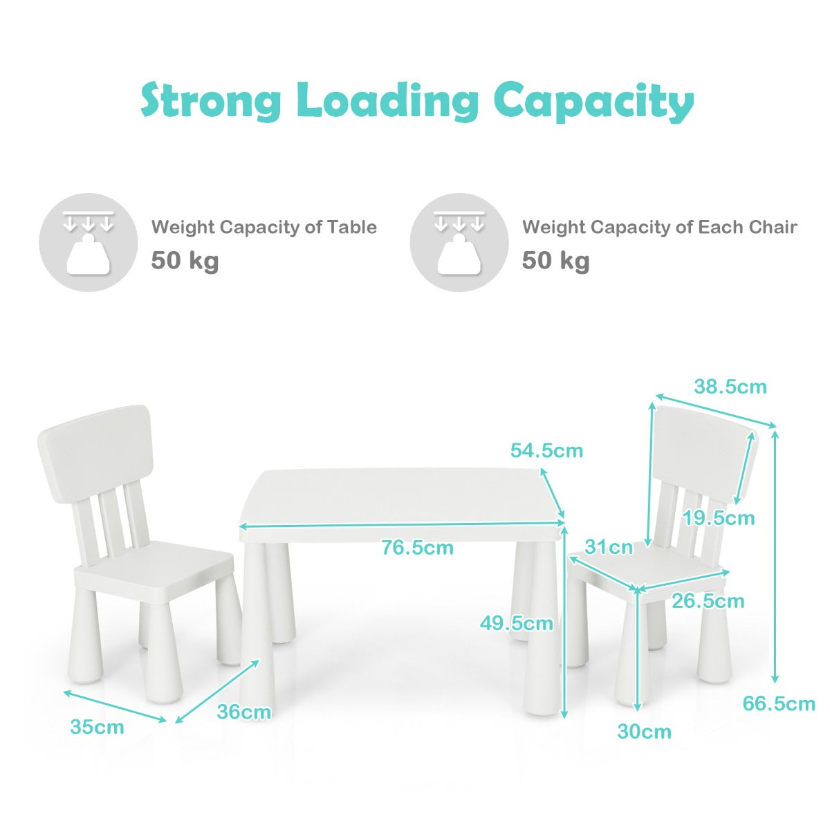 LIVSK Kinderset met Tafel en 2 Stoelen - Ergonomisch en Veilig - Eenvoudig te Monteren - Voor Huiswerk en Creatieve Activiteiten