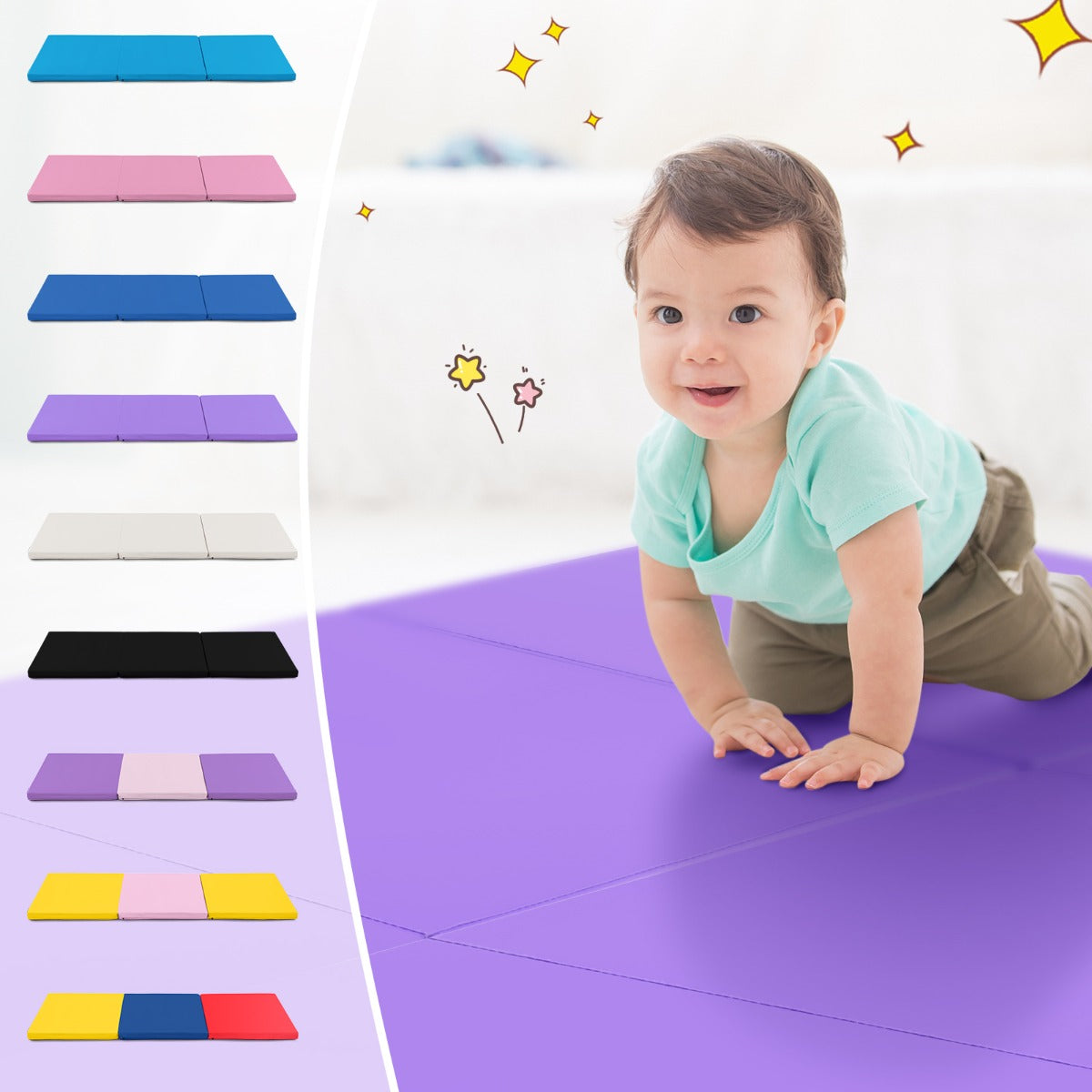 LIVSK Opvouwbare Oefenmat - Ergonomisch Ontwerp - Lichtgewicht met Handgrepen - Ideaal voor Yoga en Pilates - 180 x 60 x 5 cm -