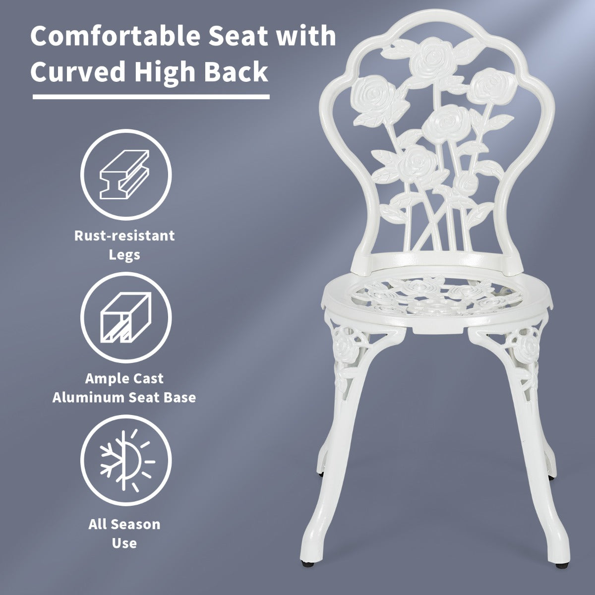 LIVSK 3-delige Bistrotafelset - Stijlvol Design - Duurzaam Gecoat Metaal - Comfortabele Stoelen - Voor Kleine Ruimtes - Wit