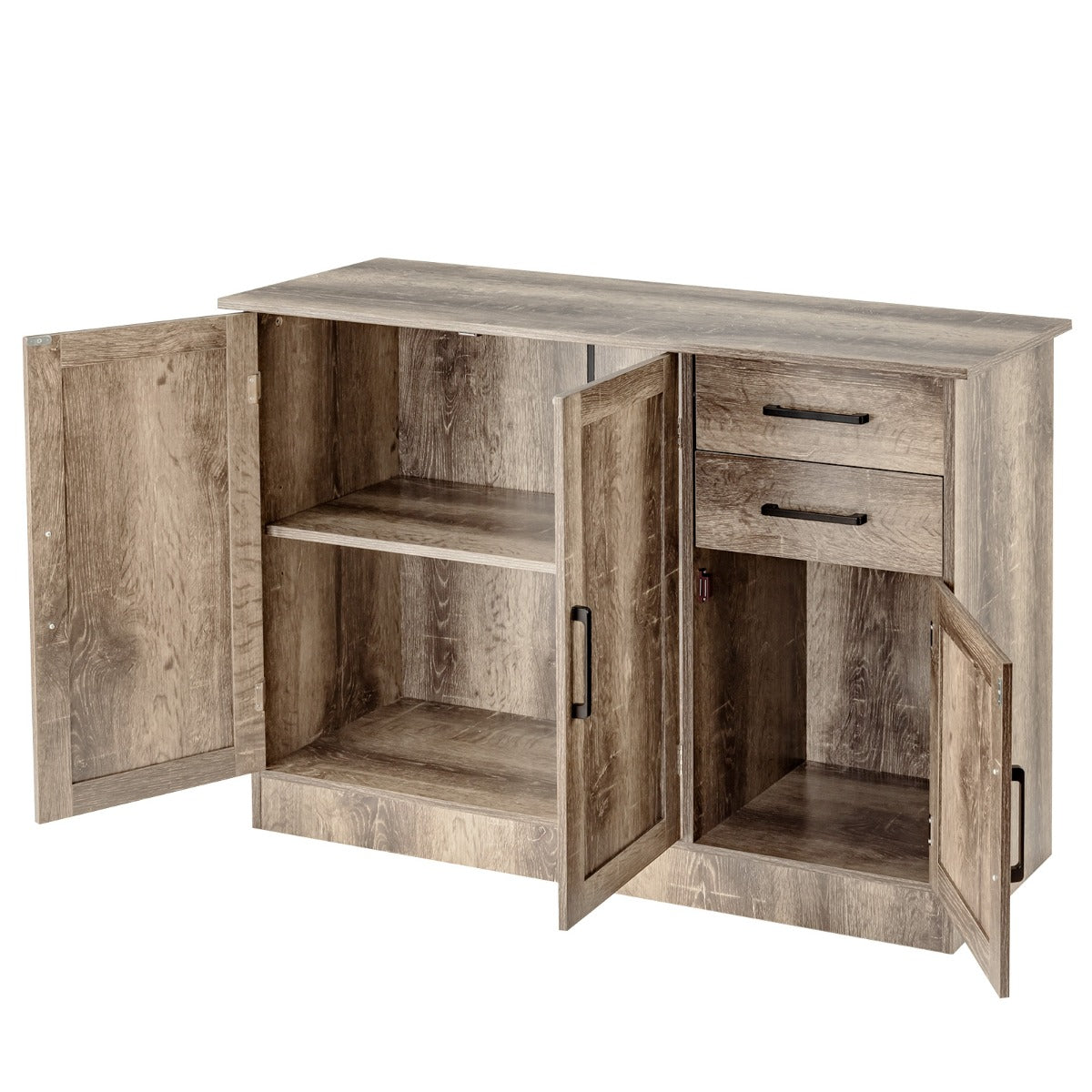 LIVSK Buffetkast - Veelzijdig met Verstelbare Plank - 2 Lades en 3 Deuren - Stevig MDF - 110 x 40 x 78 cm - Grijs