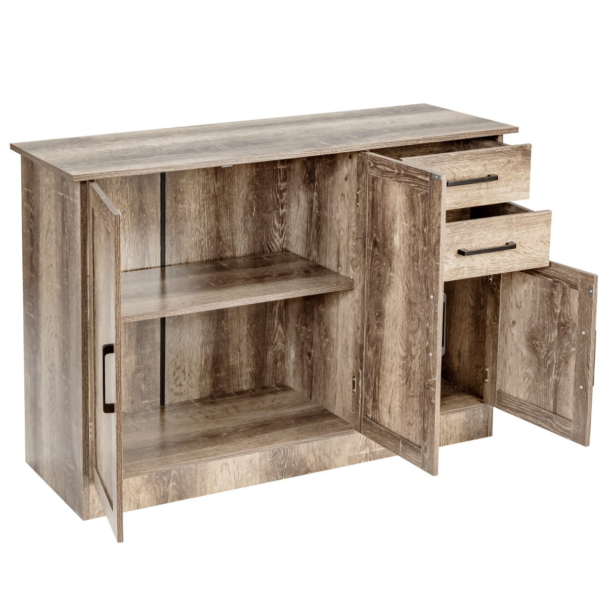 LIVSK Buffetkast - Veelzijdig met Verstelbare Plank - 2 Lades en 3 Deuren - Stevig MDF - 110 x 40 x 78 cm - Grijs