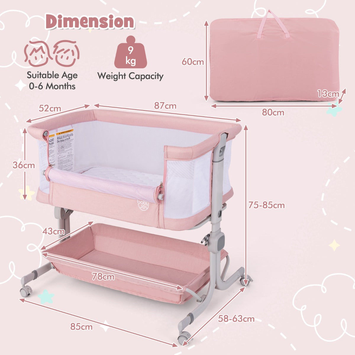 LIVSK Co - Sleeper Bedbank 3 - in - 1 - 6 Verstelbare Hoogtes - Veiligheidsriemen - Opvouwbaar - Draagbaar - Inclusief Matras