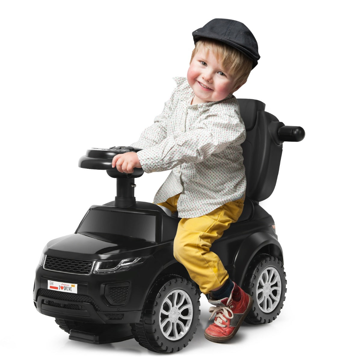 LIVSK 3-in-1 Duwwagen - Multifunctioneel met Afneembare Duwstang - Veiligheidshekjes - Opbergruimte - Tot 25 kg - Roze