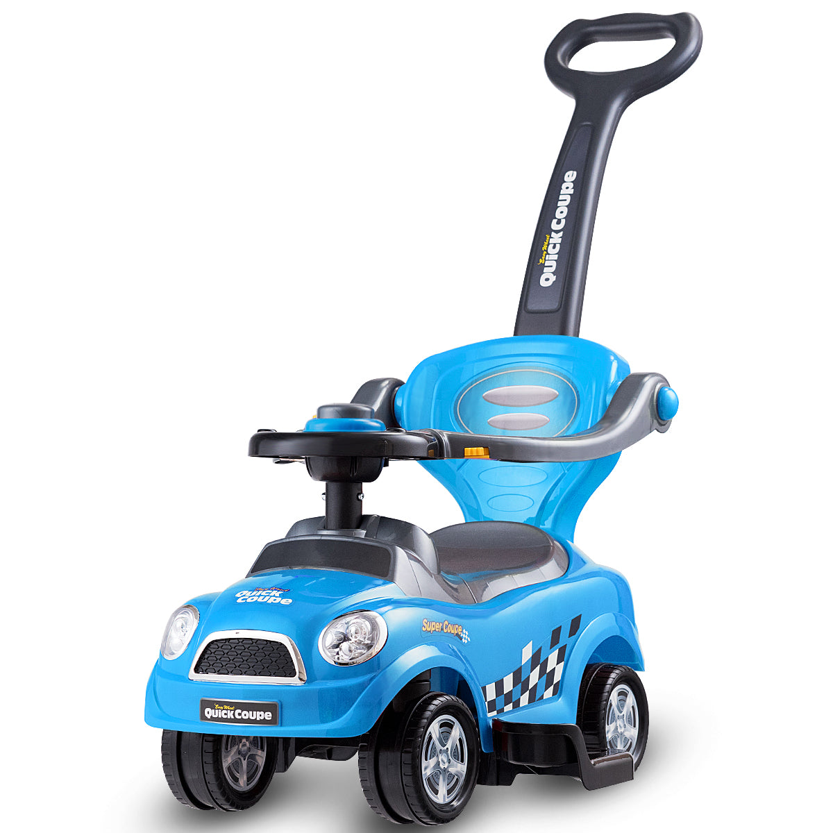 LIVSK 3-in-1 Glijauto voor Peuters - Kinderwagen, Loopauto en Zitauto - Veiligheid met Leuningen - Opbergruimte - Blauw