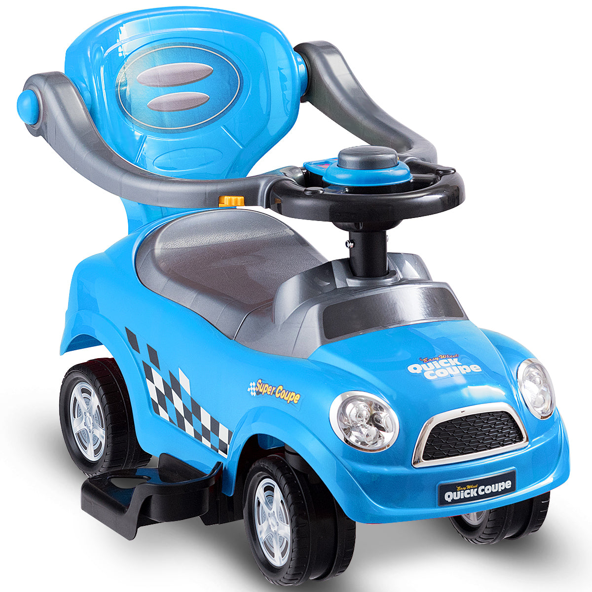 LIVSK 3-in-1 Glijauto voor Peuters - Kinderwagen, Loopauto en Zitauto - Veiligheid met Leuningen - Opbergruimte - Blauw