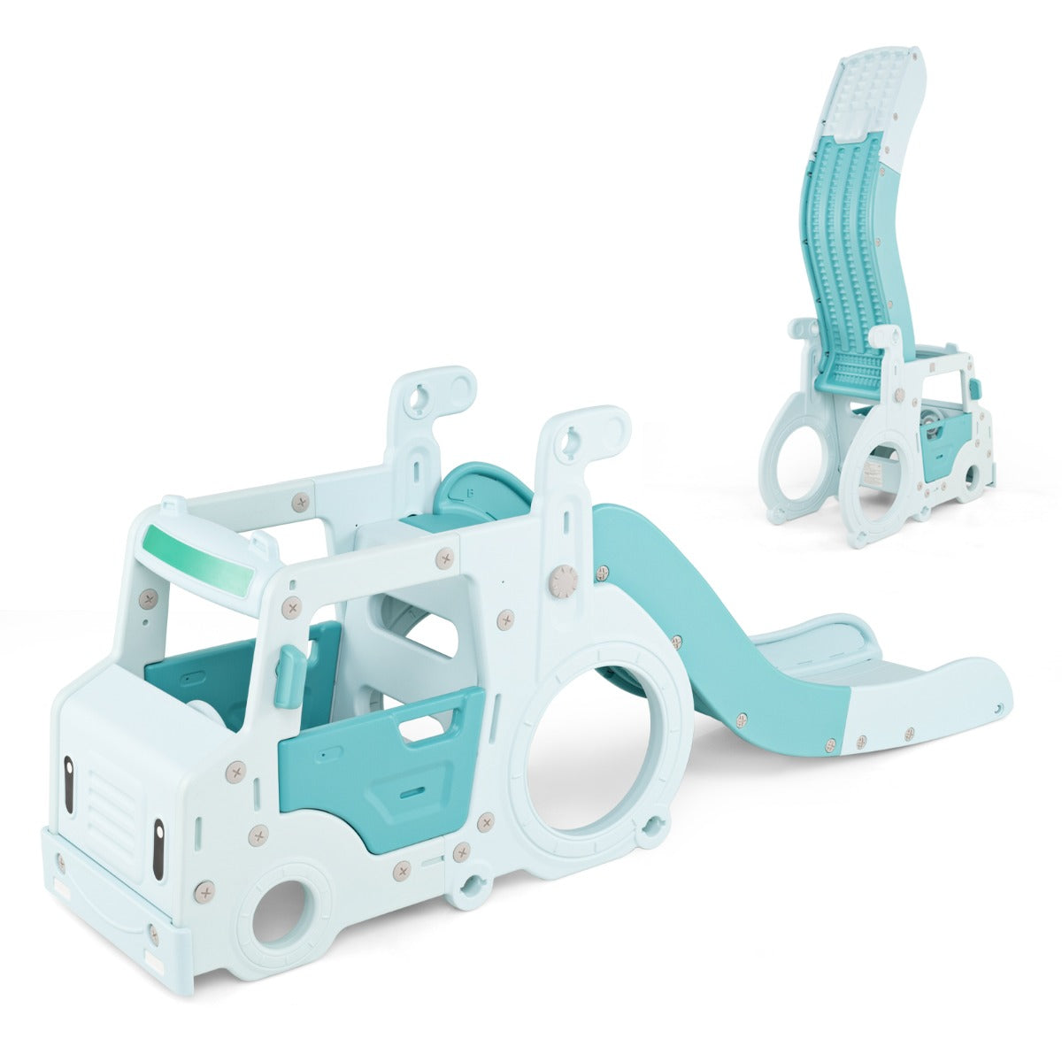 LIVSK 3-in-1 Peuterglijbaan - Glijbaan, Kruiptunnel en Speelhuis - Veilig met Verhoogde Leuningen - Opvouwbaar - Blauw