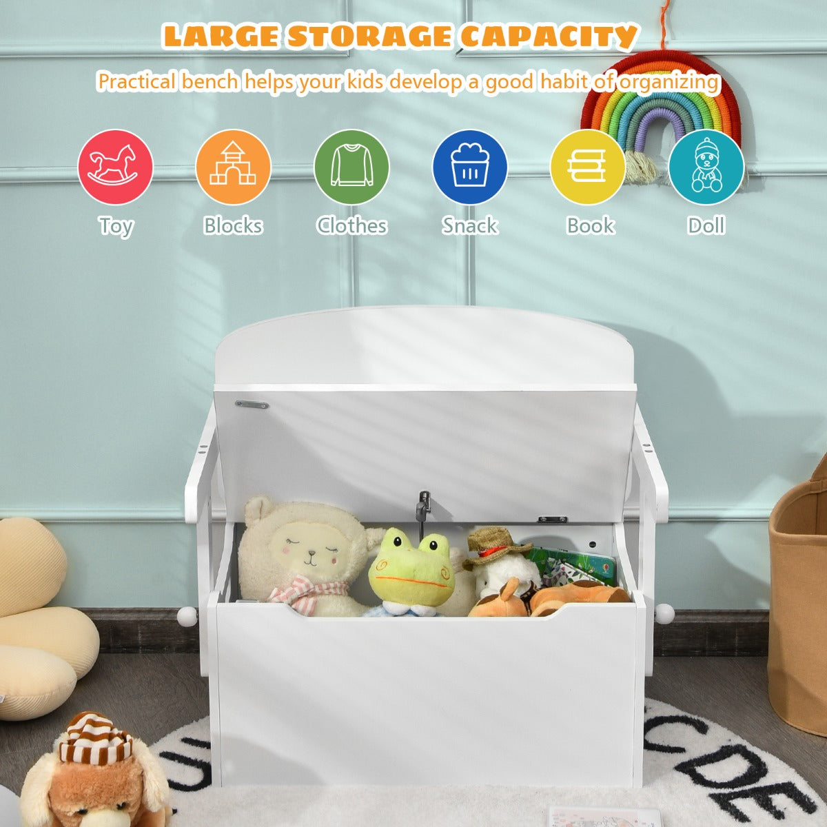 LIVSK 3-in-1 Activiteitenset - Tafel en Stoel met Opbergdoos - Veilig en Duurzaam - Voor Kinderen 3-7 jaar - Wit