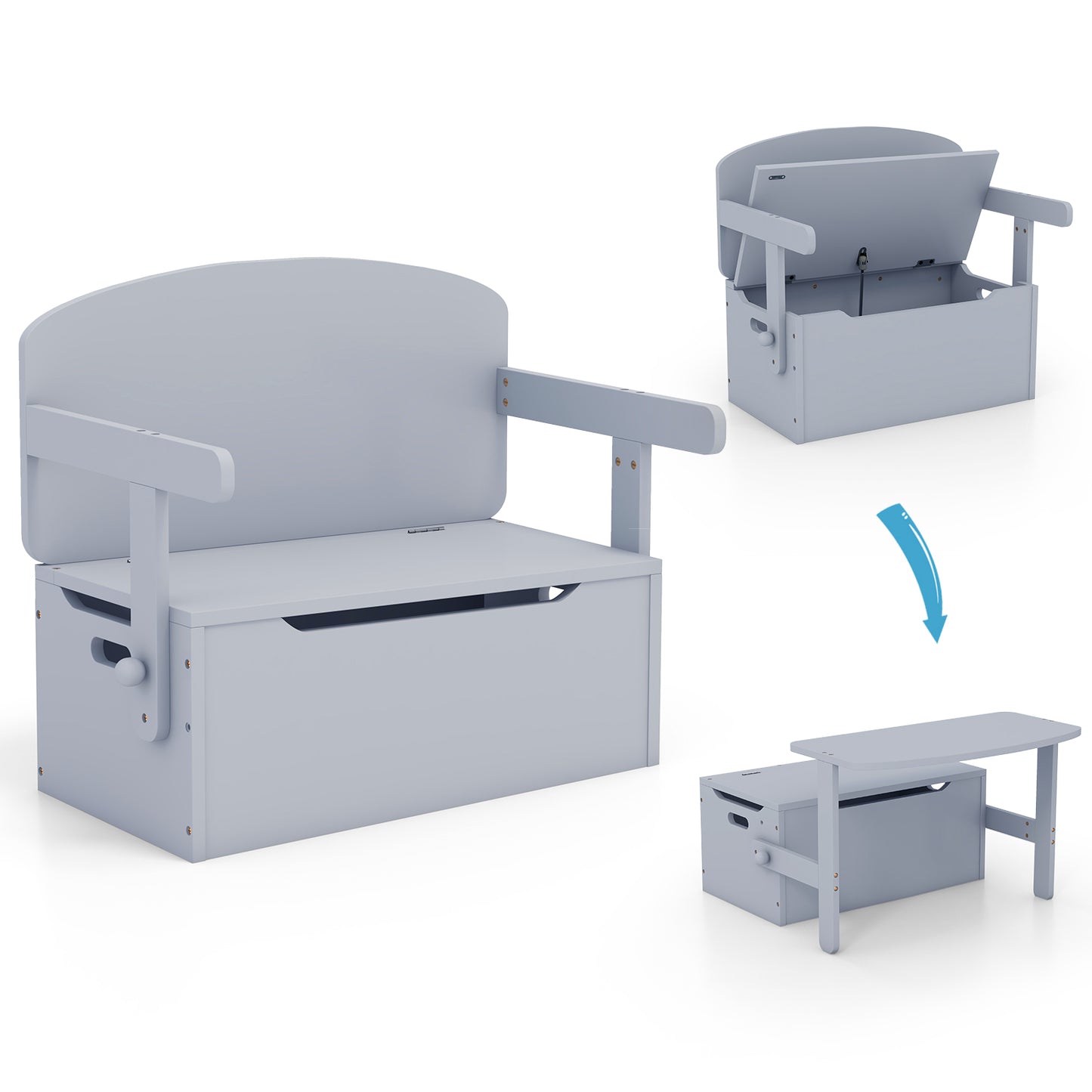 LIVSK 3-in-1 Activiteitenset voor Kinderen - Tafel en Stoel met Opbergruimte - Veilig en Duurzaam - 54,5 x 31 x 21 cm - Grijs