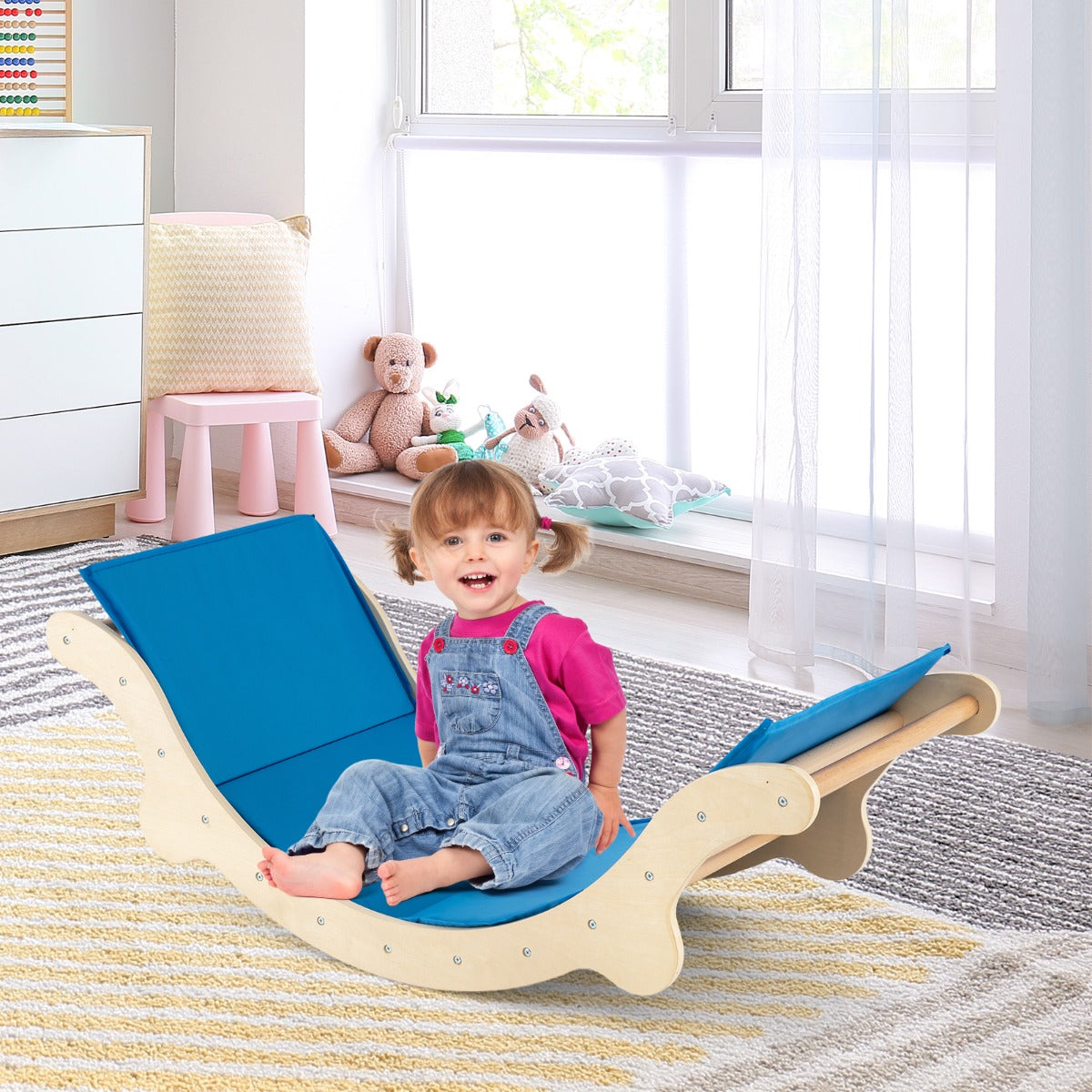 LIVSK 3-in-1 Klimset - Speelgoed voor Kinderen - Veilig en Duurzaam Hout - Tot 60 kg - Inclusief Mat - 116 x 50 x 39 cm - Naturel