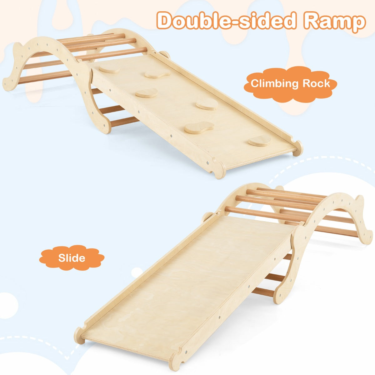 LIVSK 3-in-1 Klimset - Speelgoed voor Kinderen - Veilig en Duurzaam Hout - Tot 60 kg - Inclusief Mat - 116 x 50 x 39 cm - Naturel