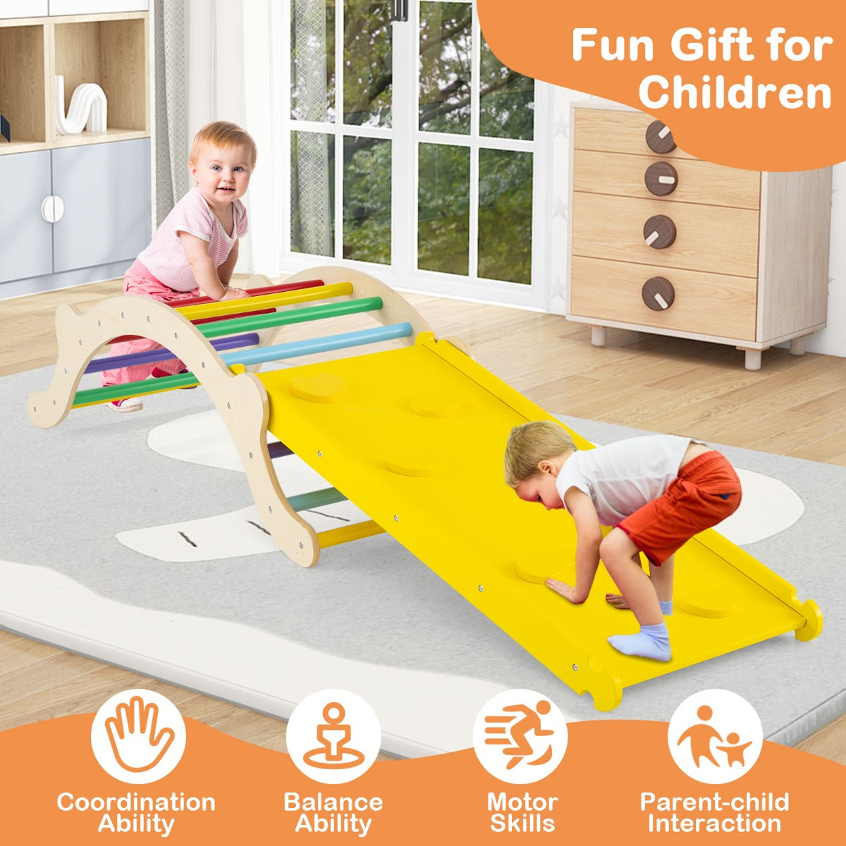 LIVSK 3-in-1 Klimset voor Kinderen - Stimuleert Verbeelding en Balans - Veilig en Duurzaam Hout - Tot 60 kg - Blauw