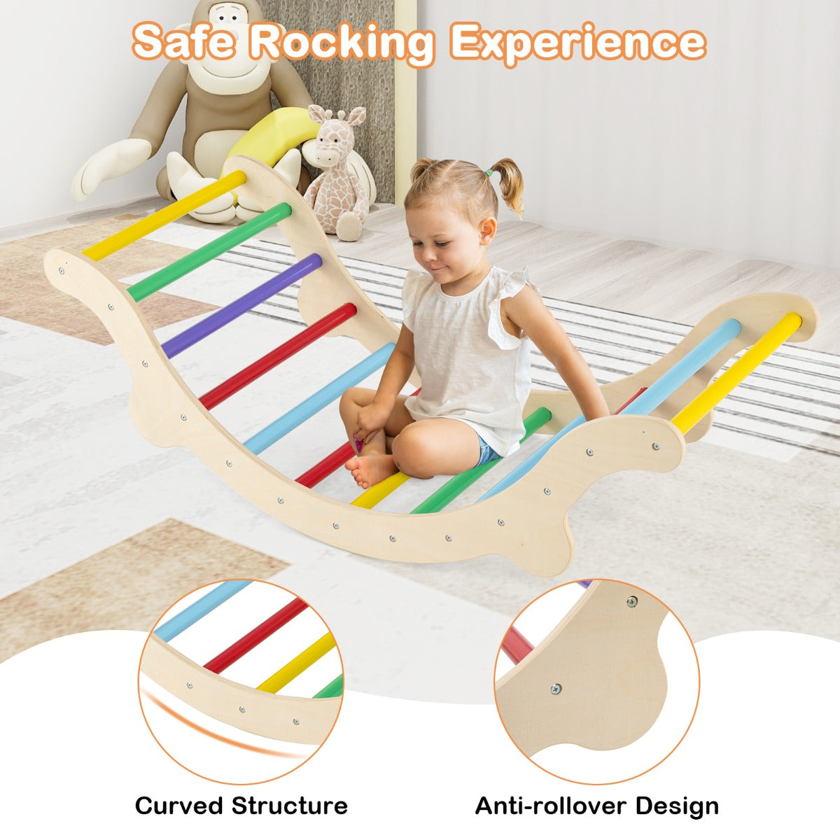 LIVSK 3-in-1 Klimset voor Kinderen - Stimuleert Verbeelding en Balans - Veilig en Duurzaam Hout - Tot 60 kg - Blauw