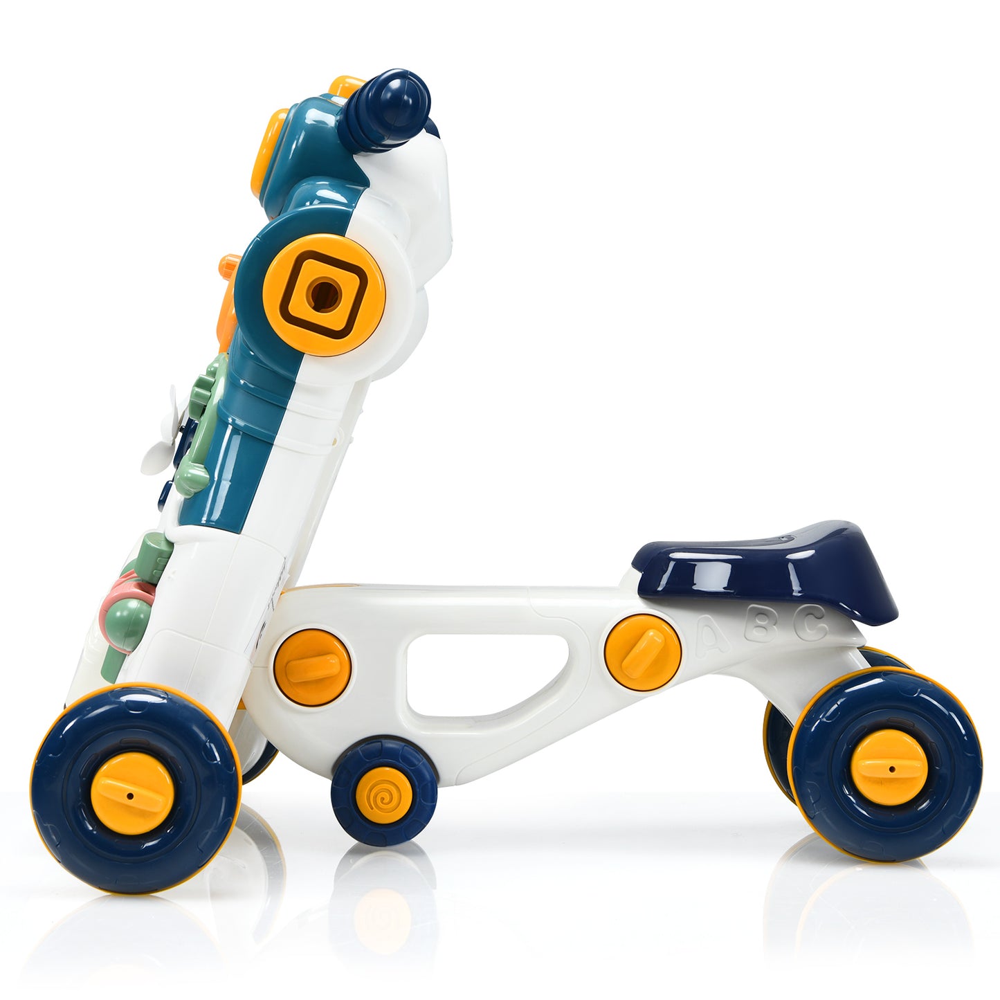 LIVSK 3-in-1 Multifunctionele Loopwagen - Duurzaam ABS en PP - Stabiliteit en Speelbord met Muziek - Voor 6-24 maanden - Blauw
